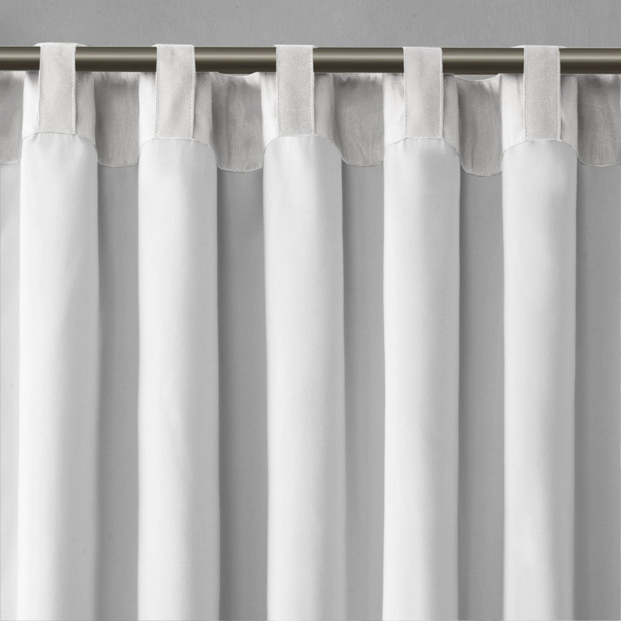 White Faux Silk Embroidered Puddle Length Curtain Panel