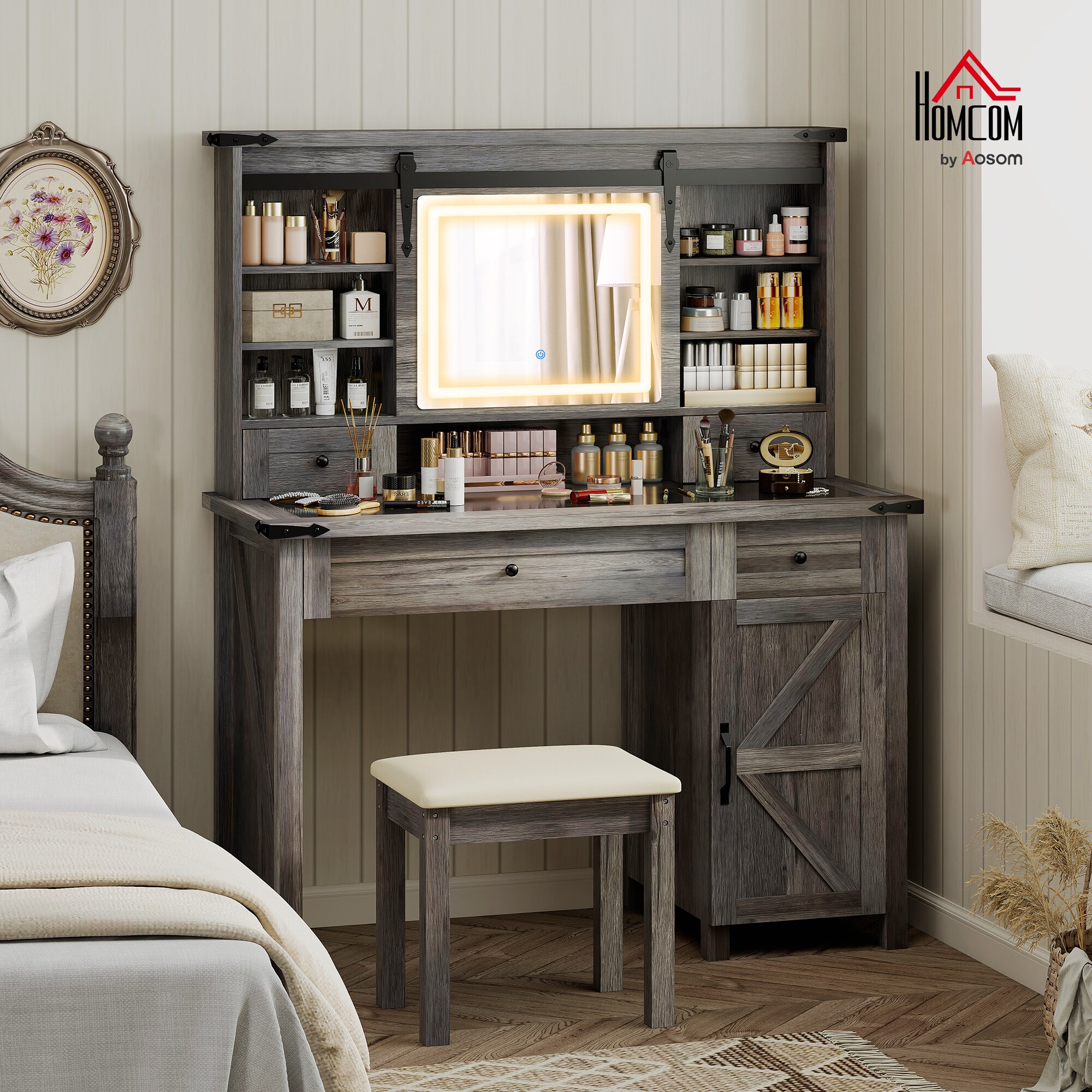 HomCom 831-972V80GY Bedroom-Vanities - View #2