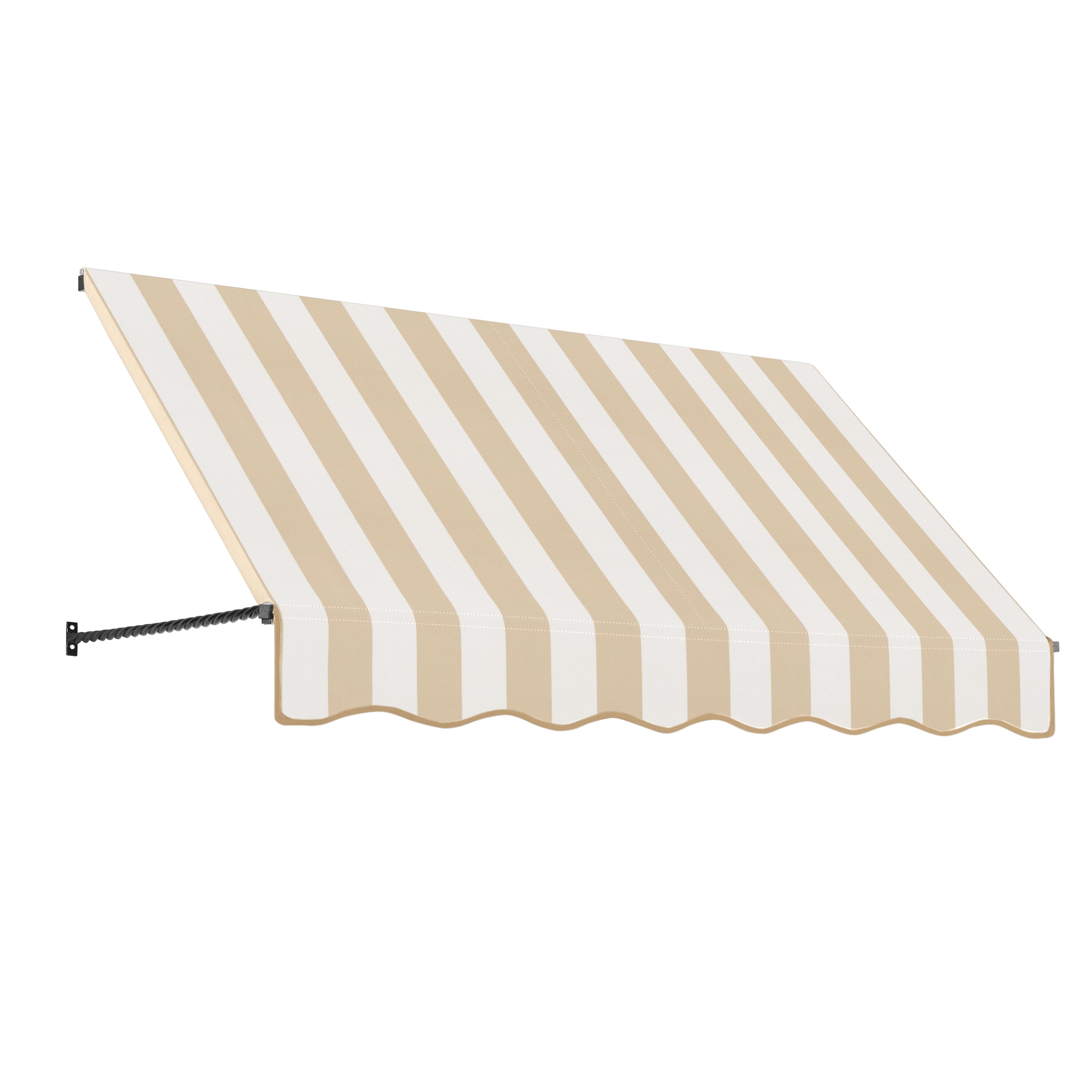 Awntech SANT22-L-8LW Santa Fe 100.5-in Wide x 24-in Projection x 31-in Height Fabric Linen/White Stripe Striped Fixed Window/Door Awning