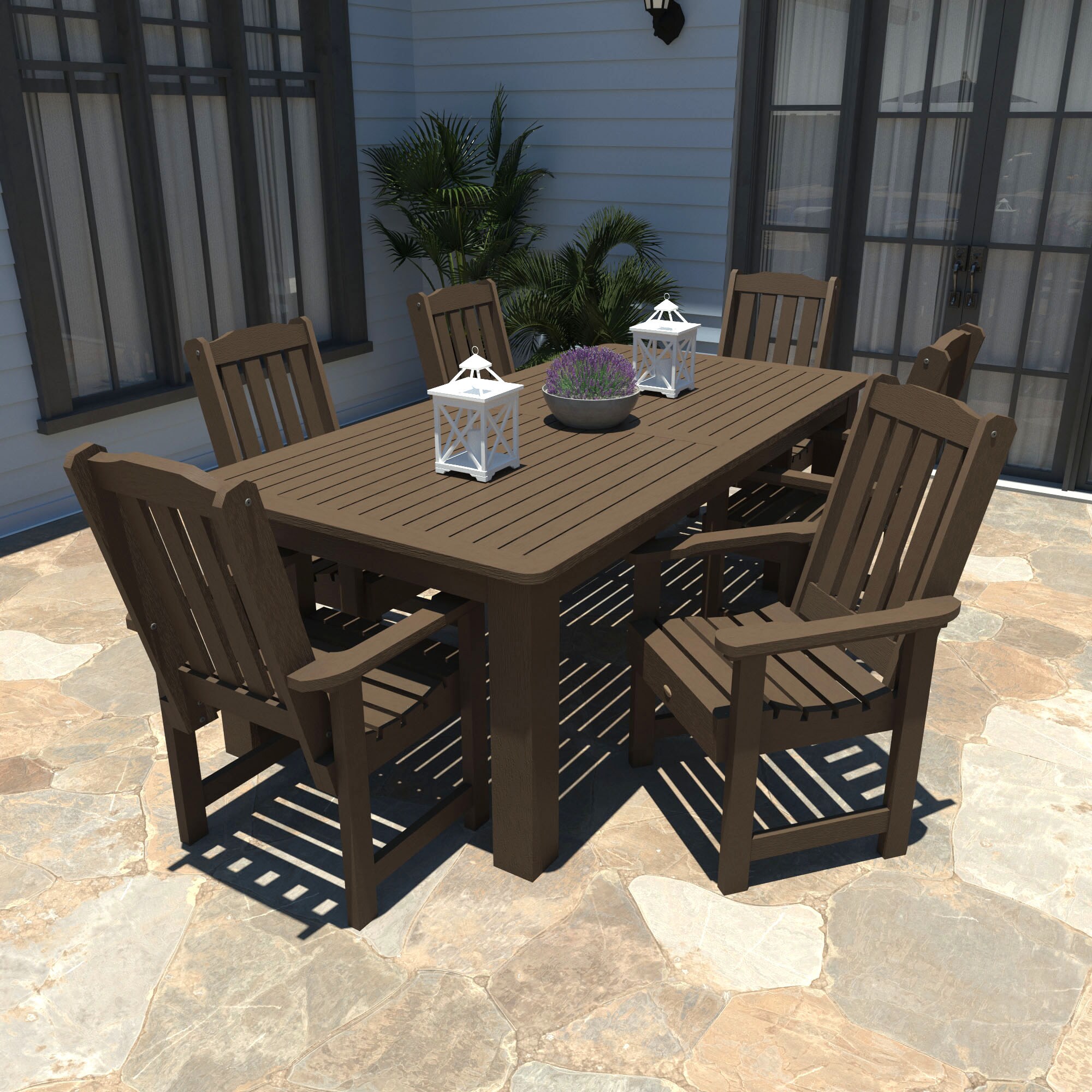 Highwood The Lehigh Collection 7-Piece Brown Patio Dining Set At Lowes.com