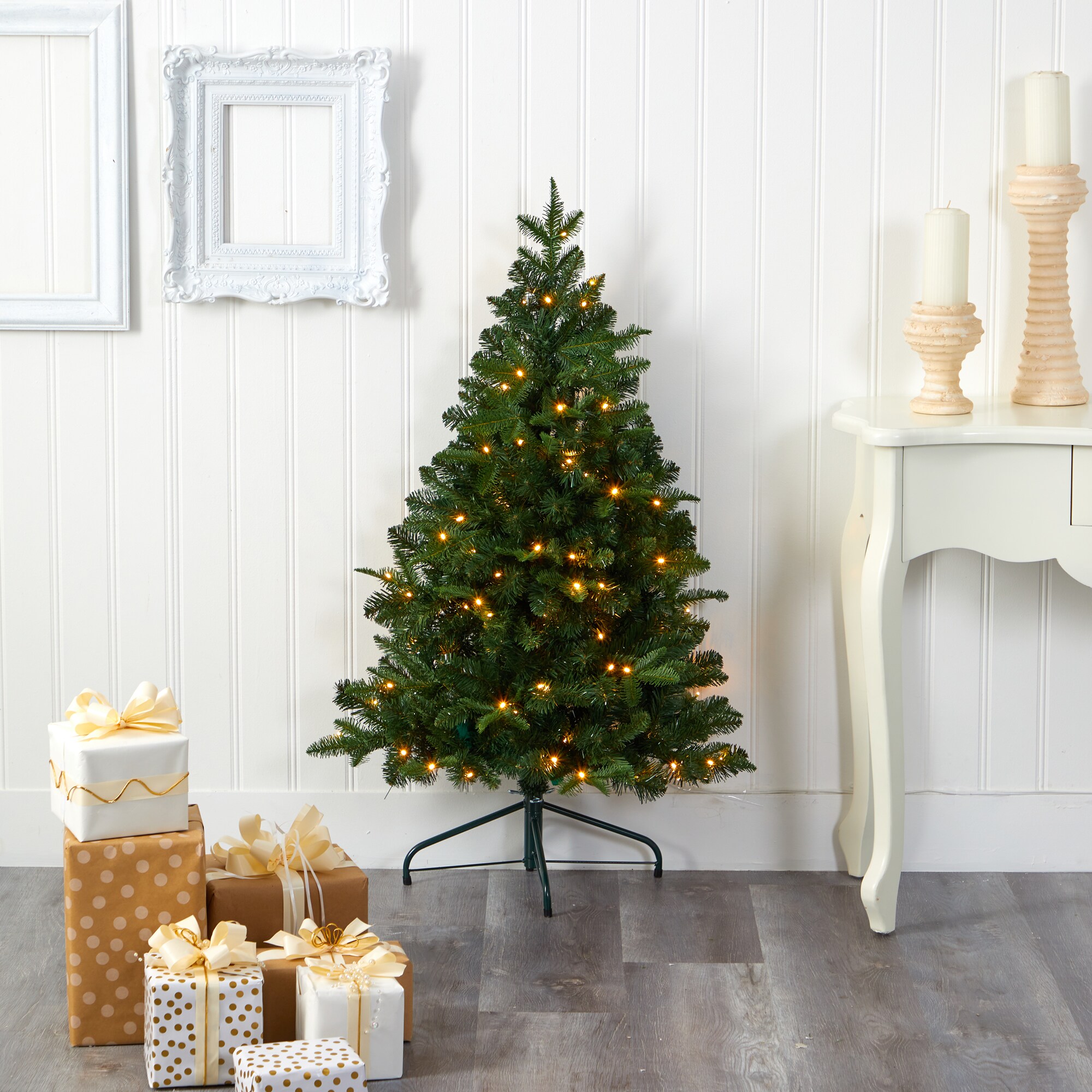 4ft Green Pre-Lit LED Grand Teton Spruce Flat Back Artificial Christmas Tree