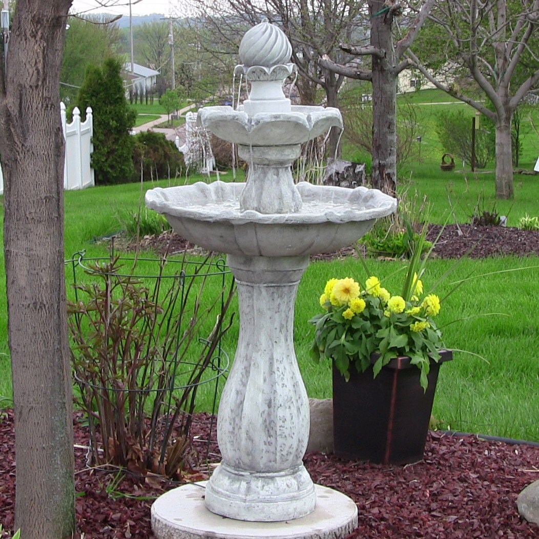 Sunnydaze Decor 45-in H Resin Tiered Fountain Outdoor Fountain Pump ...