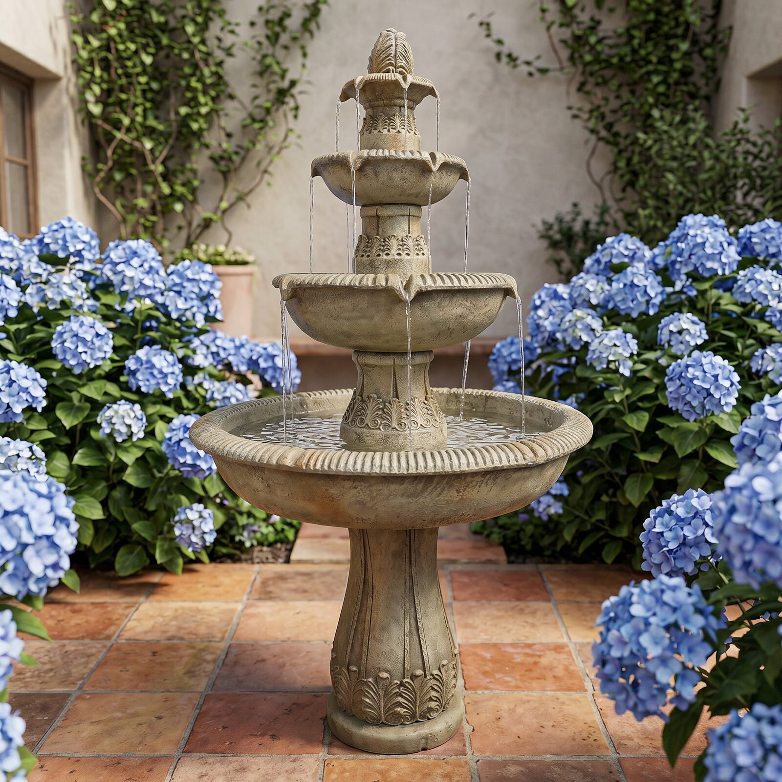 SunJet Outdoor Water Fountain Tier Freestanding Classic Fibre ...