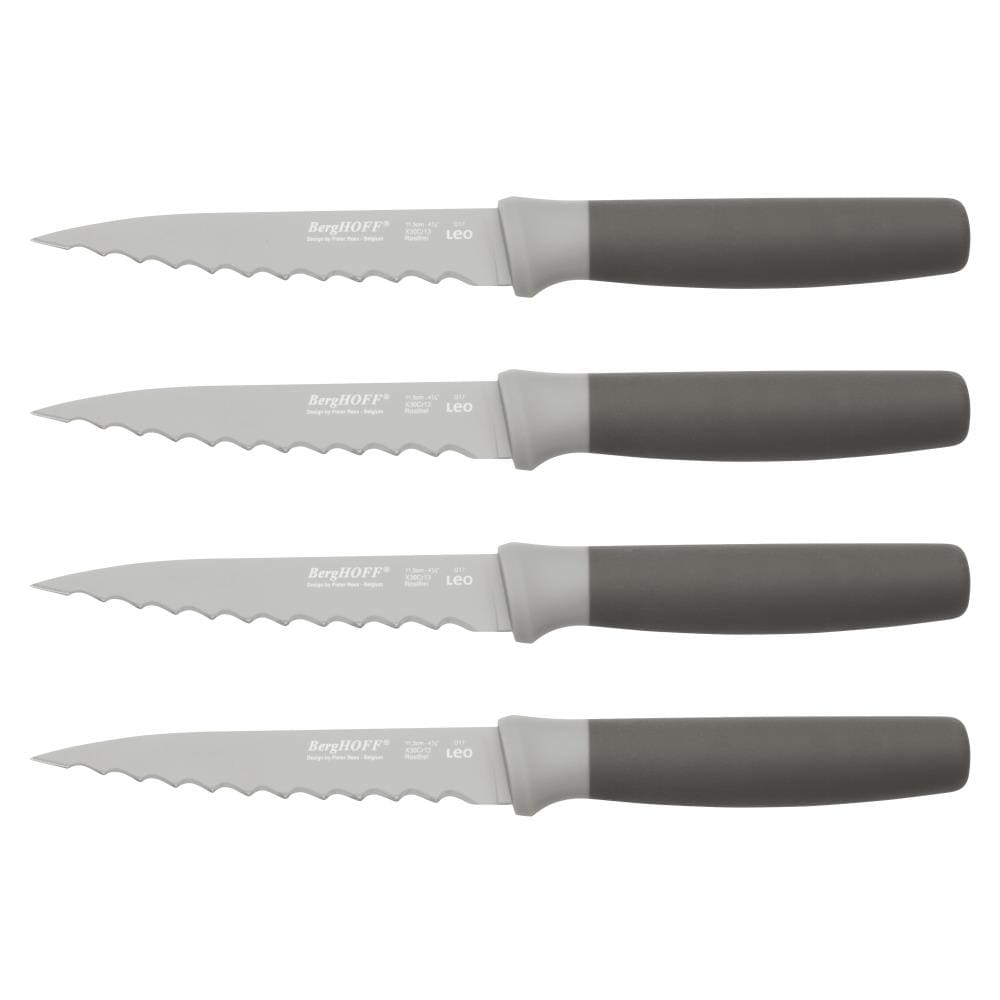 4 Inch Serrated Blade paring knife, Grey handle. 
