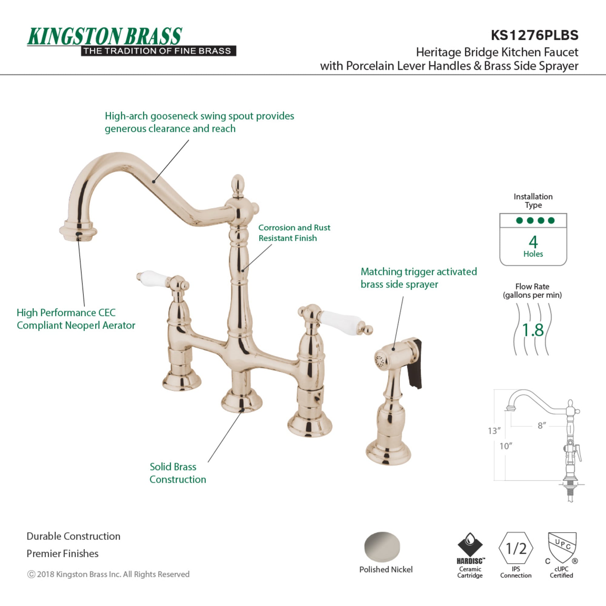 Kingston Brass WLKS1276PLBS Kitchen-Faucets - View #3
