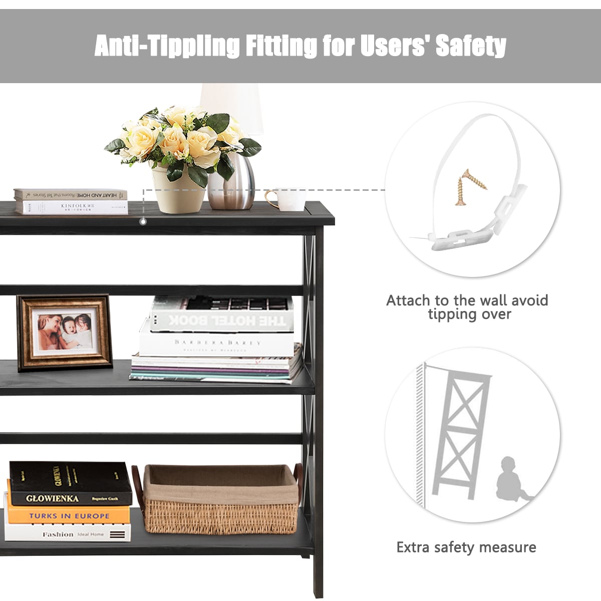 Costway HW63975BK bookcases - View #5