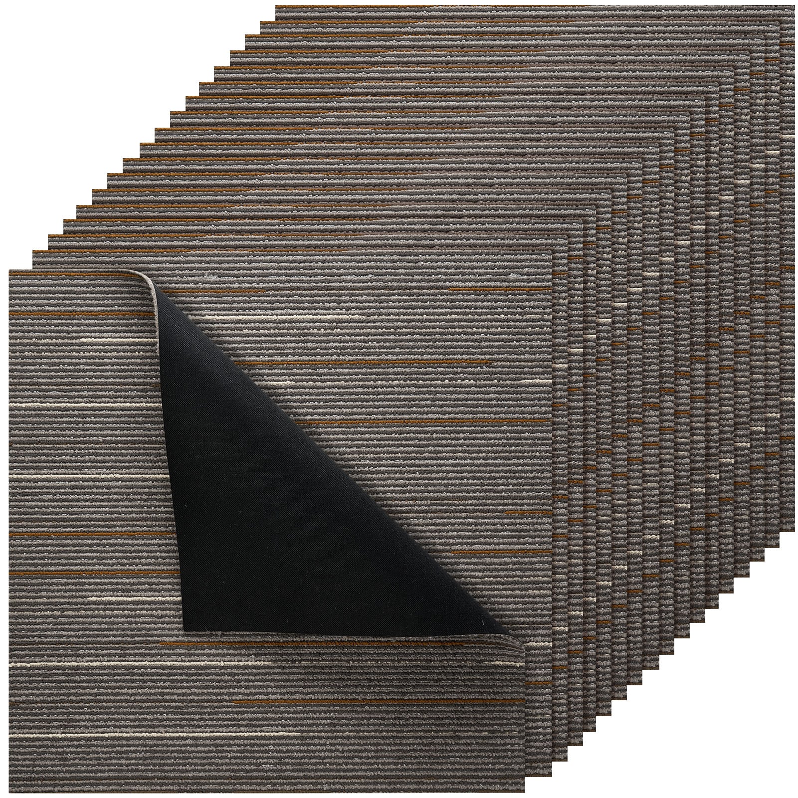 Mecale 24-Pack 24 x 24-in Carpet Tiles Modular Square Floor Tiles 96 sq ft Commercial Padded Dark Brown