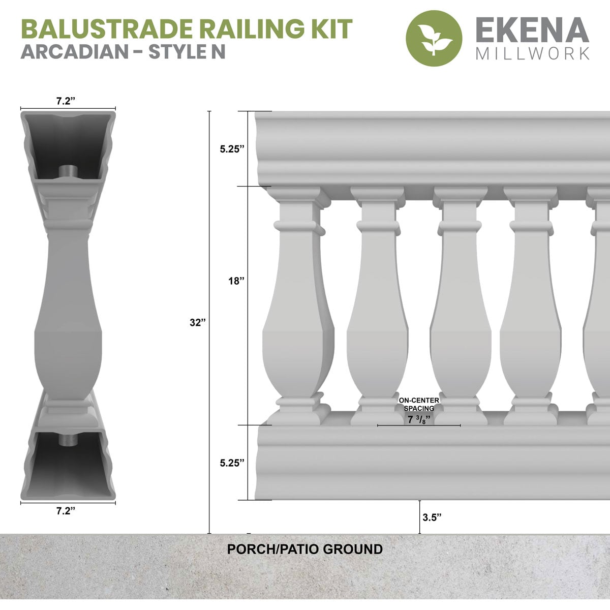Ekena Millwork BALK32X060ACN railings - View #2