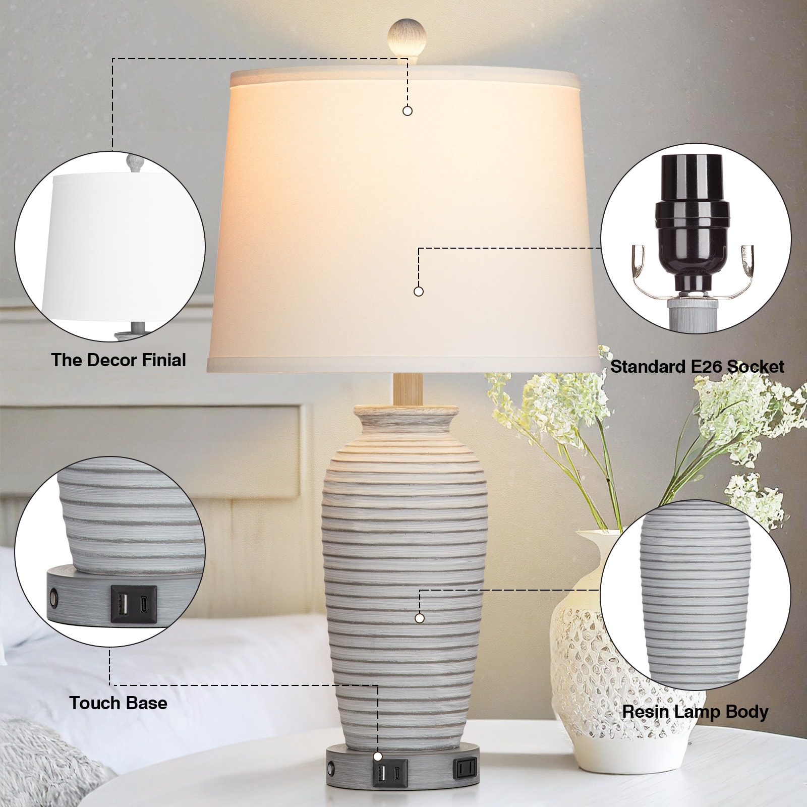 UrFurnishings TD-330 Table-Lamps - View #5