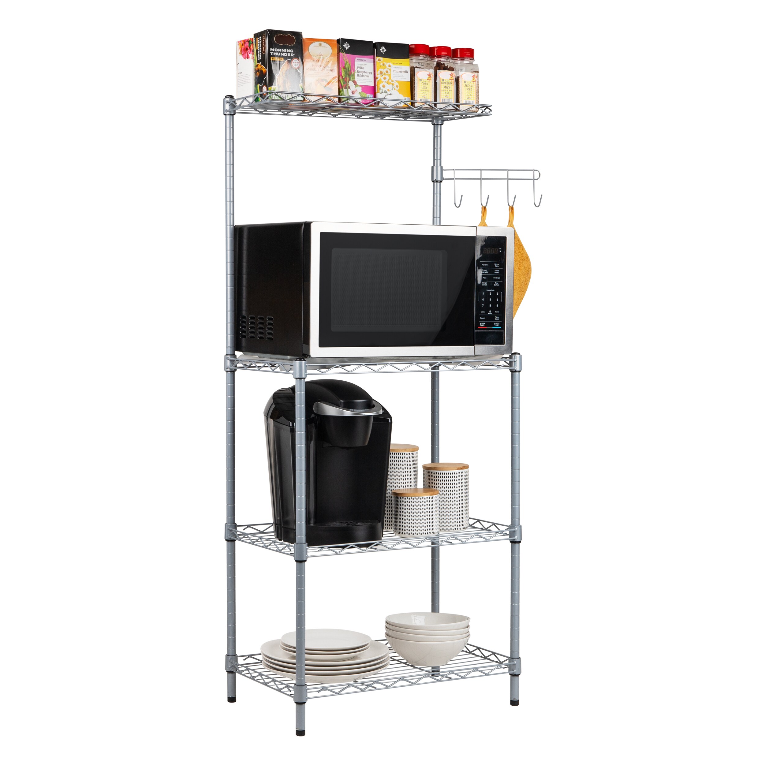 Organize It All Black Metal Base with Steel Metal Top Microwave Cart  (17.75-in x 24-in x 53-in)