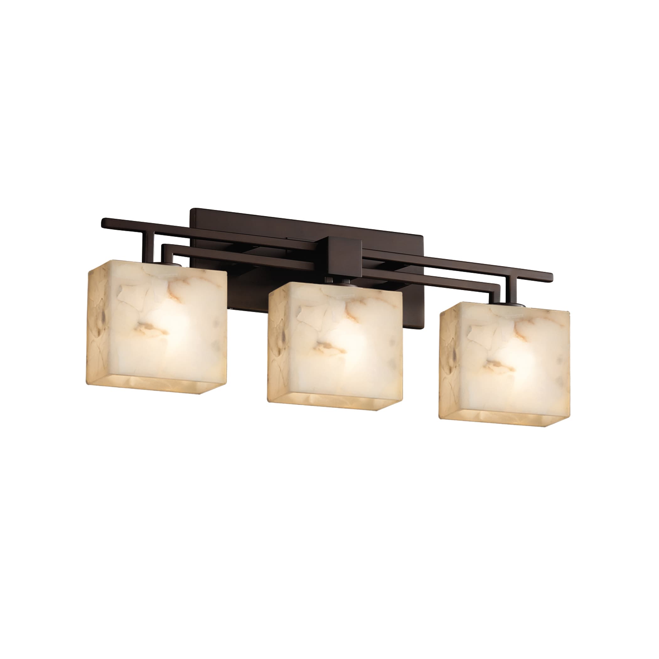 Justice Design Group ALR-8703-55-DB-LED3 Alabaster Rocks 26-in 3-Light Dark Bronze LED Transitional Vanity Light