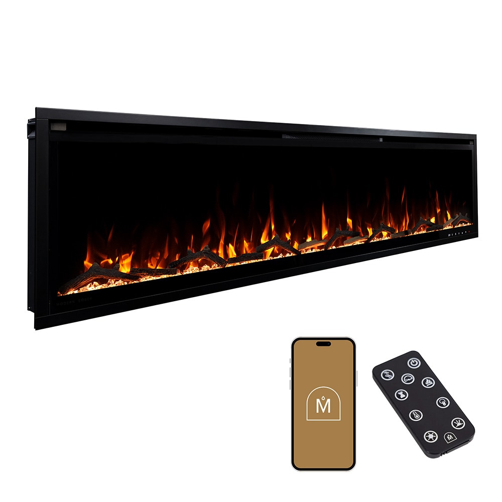 Modern Ember ME-AER72-SLIM 72-in W Aerus Slim Wall mount Fan-forced Wall-mount Electric Fireplace with Remote Control Included
