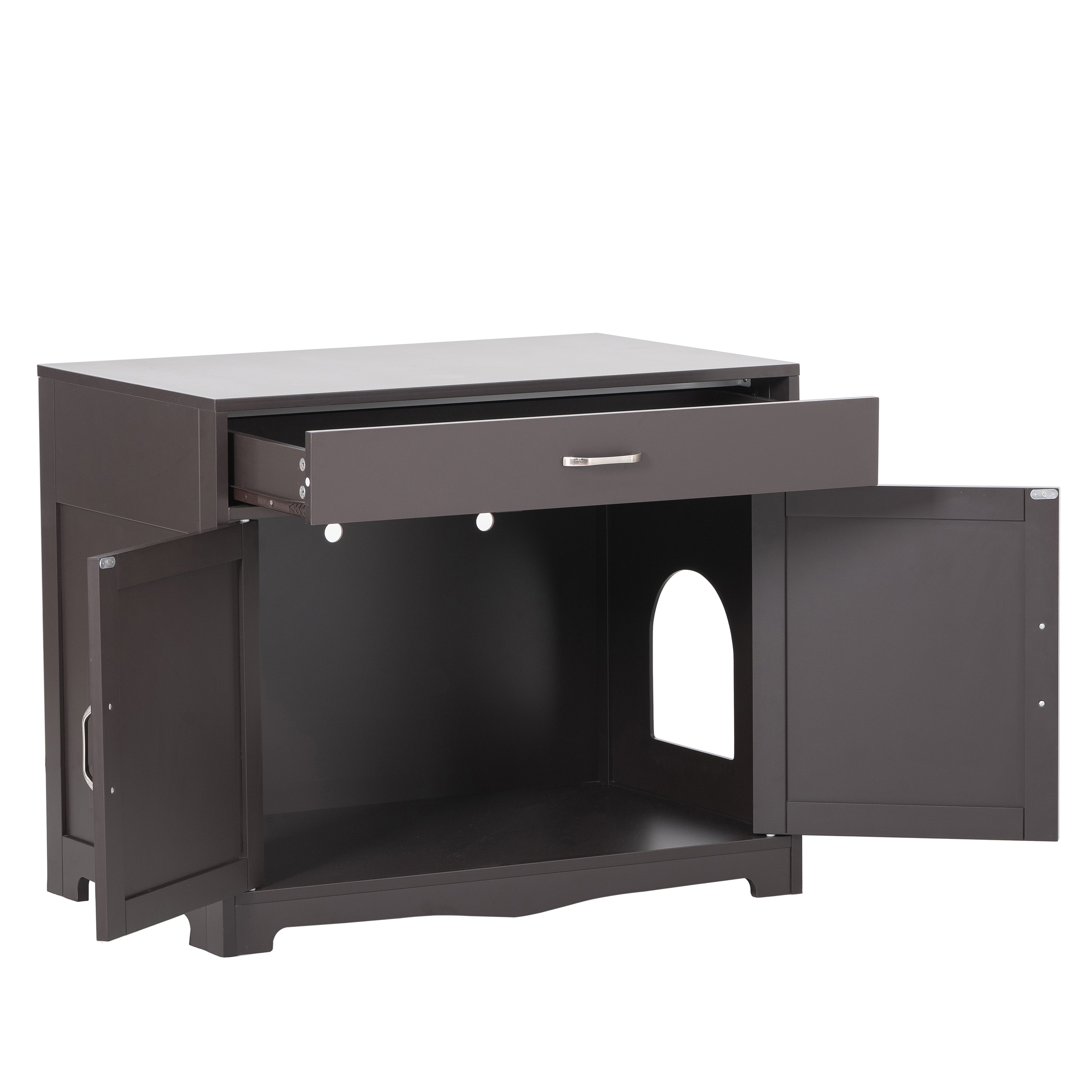 LIVIZA Walnut Hooded Litter Box Concealment GIJ-LBE-001WL at Lowes.com