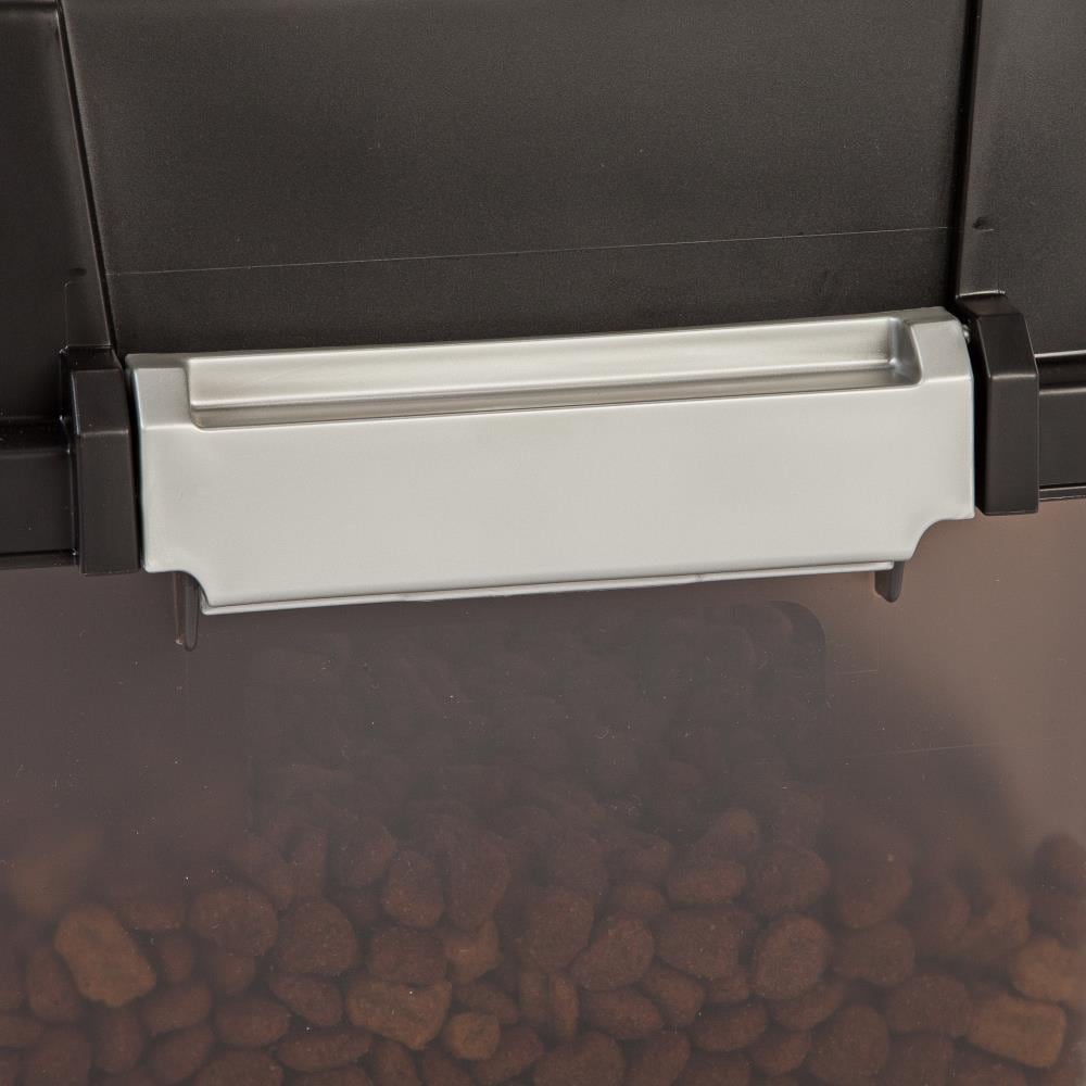 Black Elevated Dog Feeder with Airtight Storage and Stainless Steel Bowls