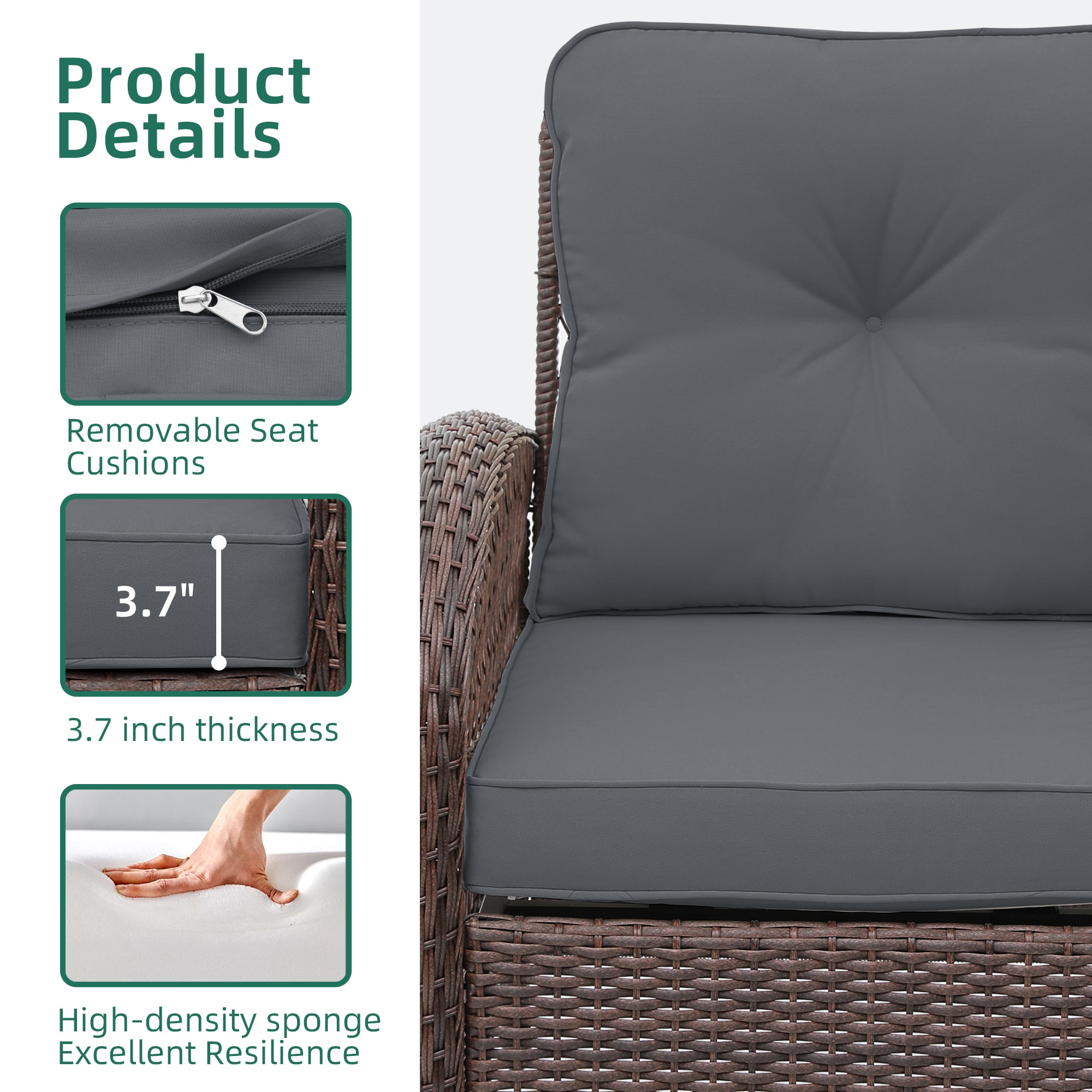 UPHA LHBR-ABY9-DGRAY Patio-Conversation-Sets - View #5