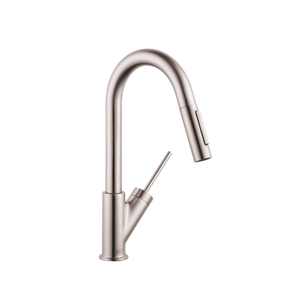 Modern Steel Optik Pull-Down Kitchen Faucet with Magnetic Docking