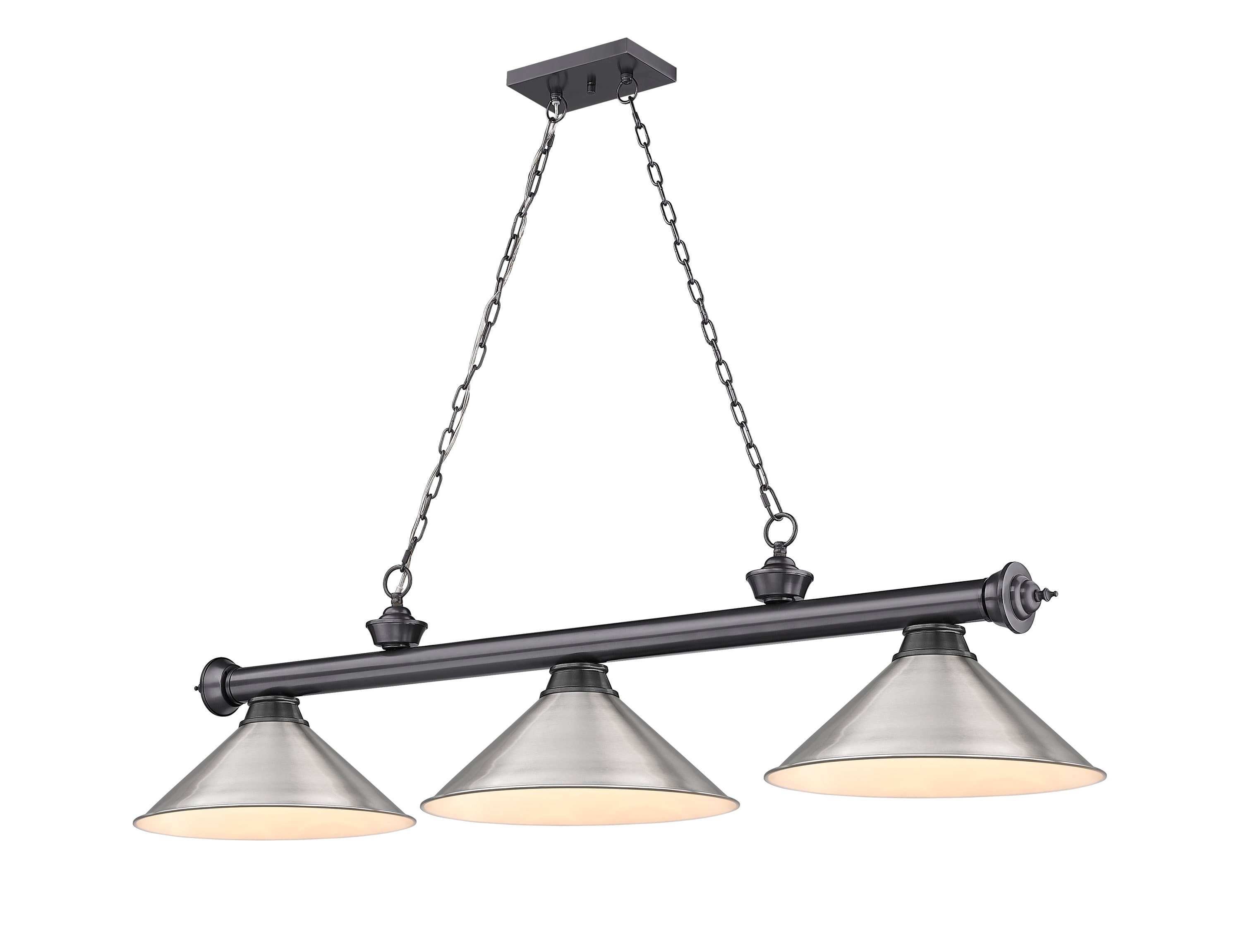 Z-Lite 2306-3BP-BN15 Cordon Bronze Plated Incandescent Medium Base (e-26) Pool Table Lighting