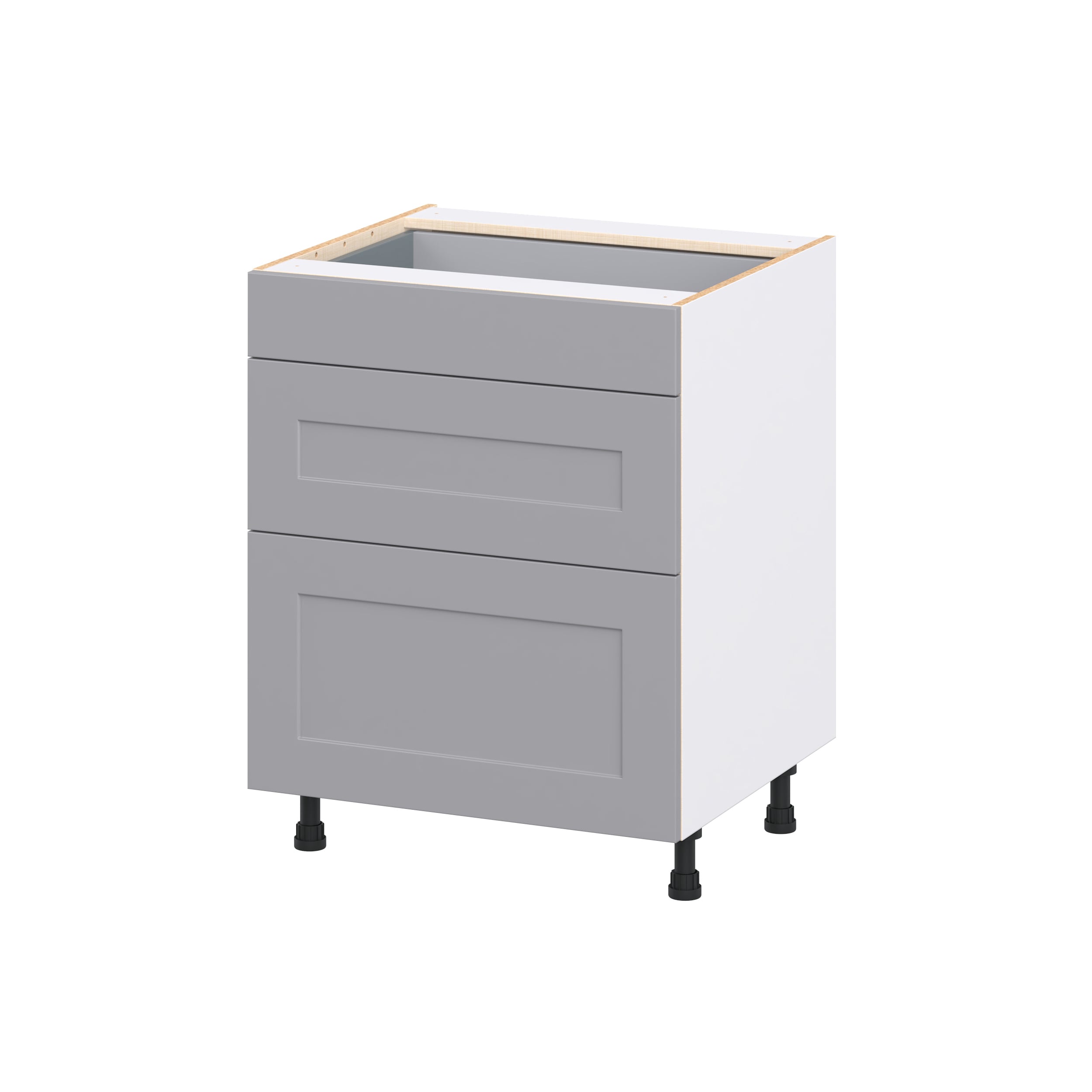 Hugo&Borg DSB3D27-BM Beaumont 27-in W x 34.5-in H x 24.5-in D Slate Gray 3 -Drawers Drawer Base Fully assembled Cabinet Recessed Panel Shaker