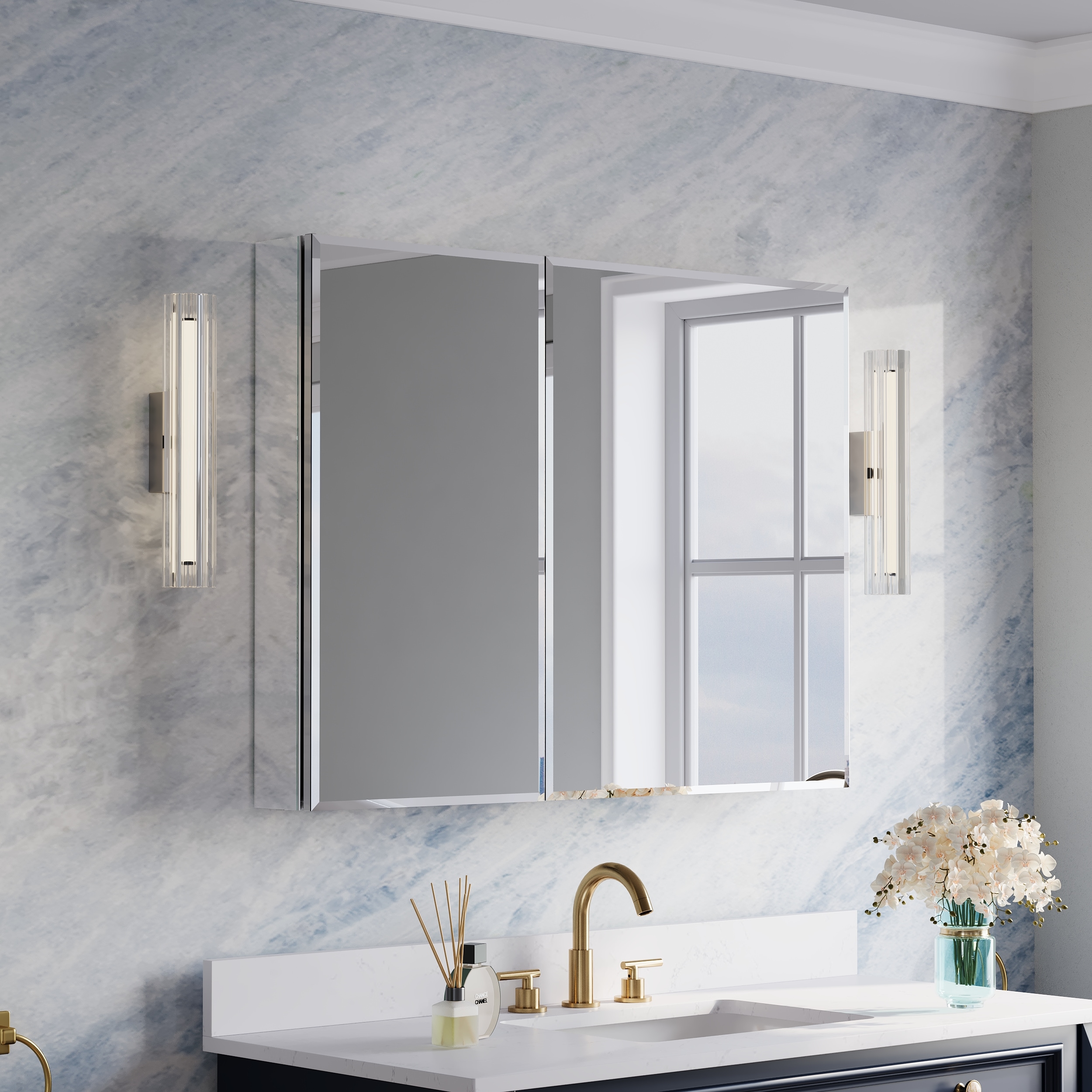 Zenith 30-in x 26-in Surface/Recessed Mount Aluminum Mirrored