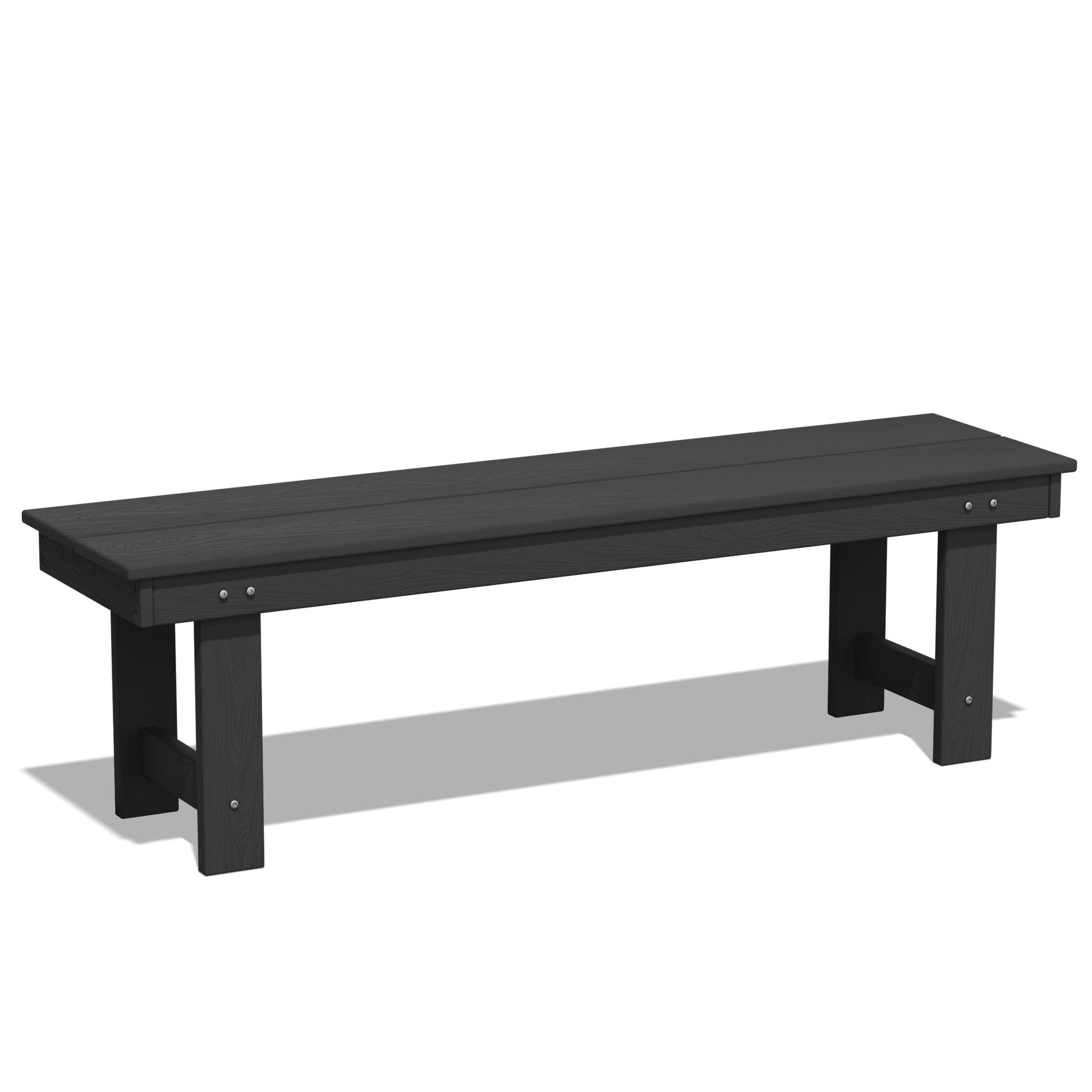 JEAREY HDPE Patio Dining Bench 56.3-in W x 16.93-in H Black HDPE Dining Bench