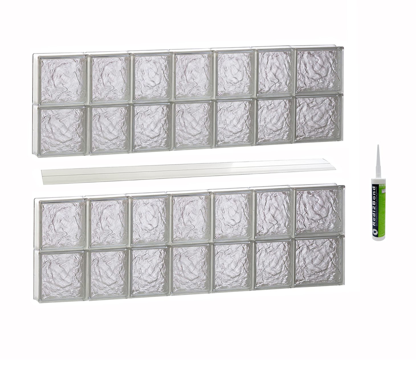 REDI2SET S4632IS Ice Glass 44-1/4-in x 31-in Frameless Replacement Glass Block Window