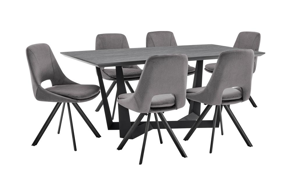 Armen Living SETRFDI7LEGRY Radford/Lexi Gray/black Contemporary/Modern Dining Room Set with Rectangular Table ( Seats 6 )
