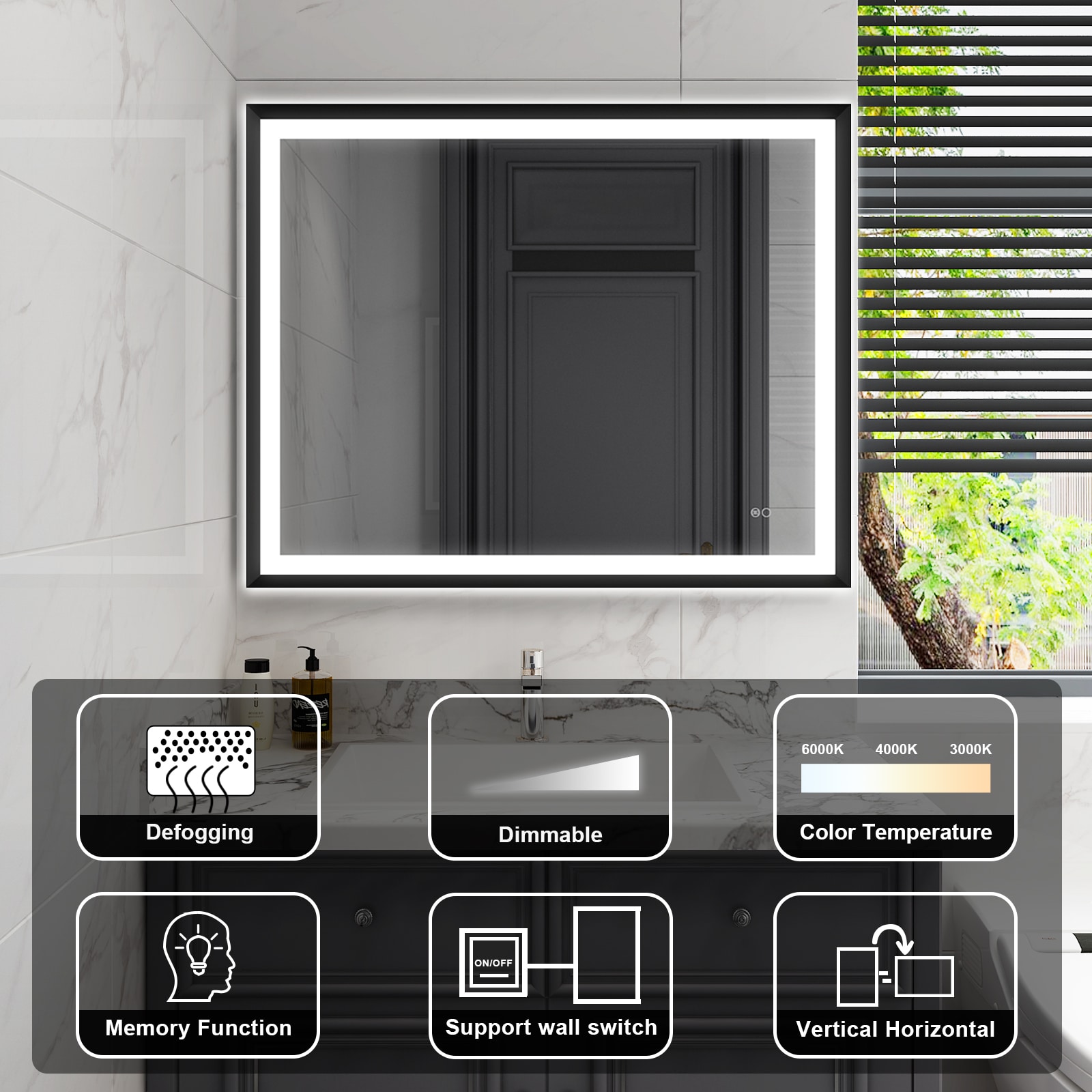 WELLFOR W6FM4032MB Framed-Bath-Mirrors - View #5