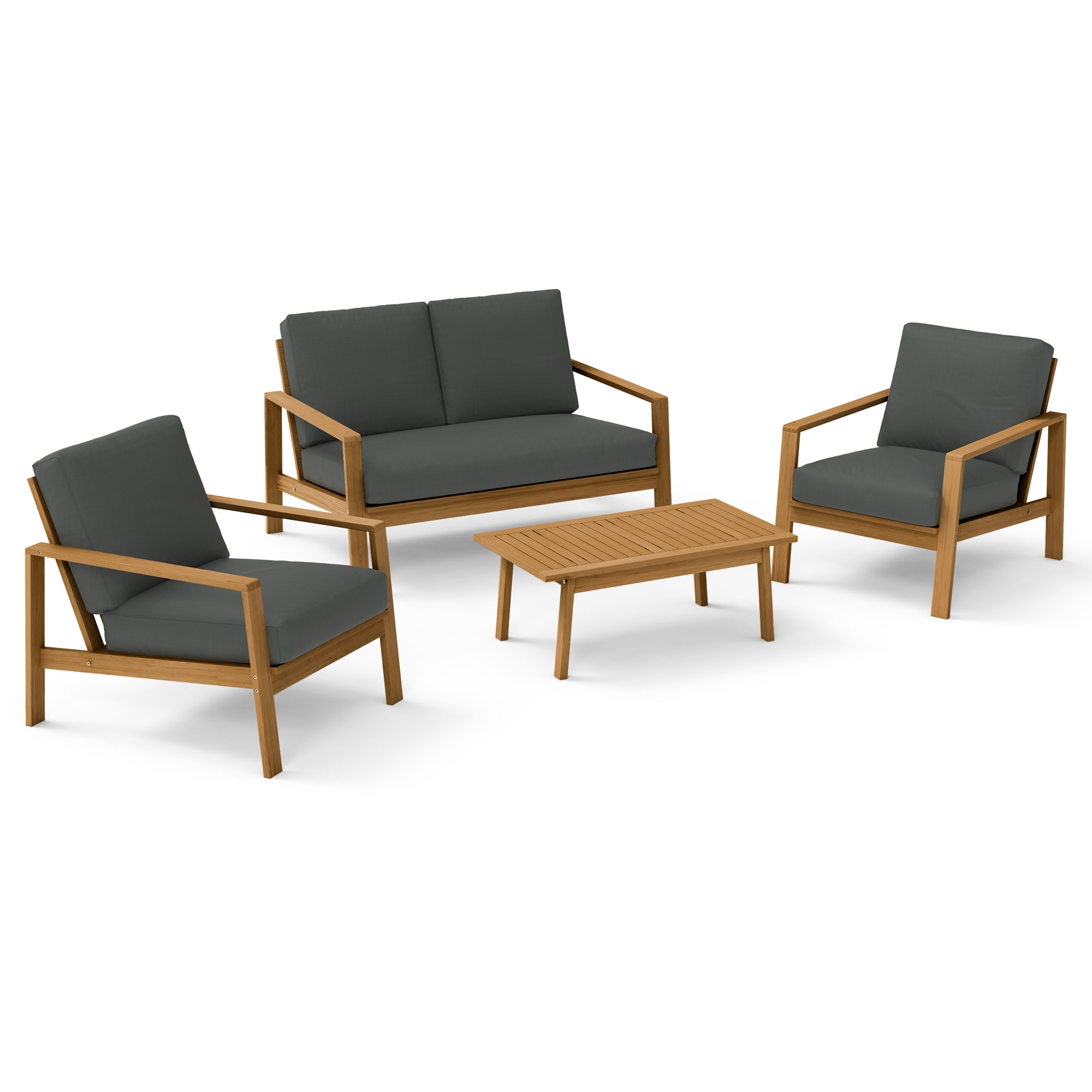LTMATE LSLR1203 4 -Piece Patio Conversation Set with Gray Cushions