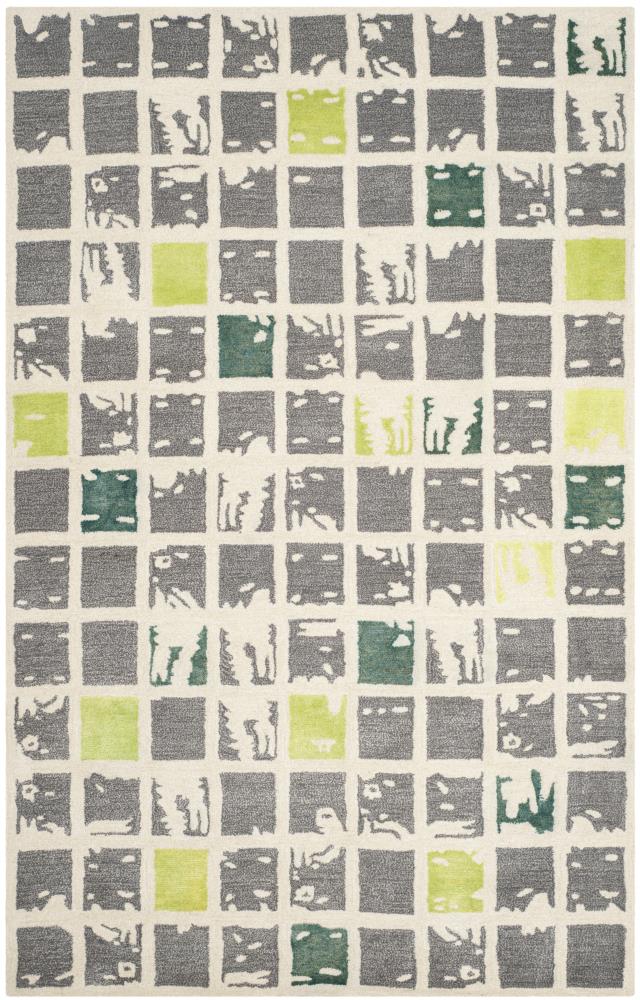 Safavieh BEL130B-5 Bella Lita 5 x 8 (ft) Tufted Wool Gray/Ivory Rectangular Indoor Abstract Area rug