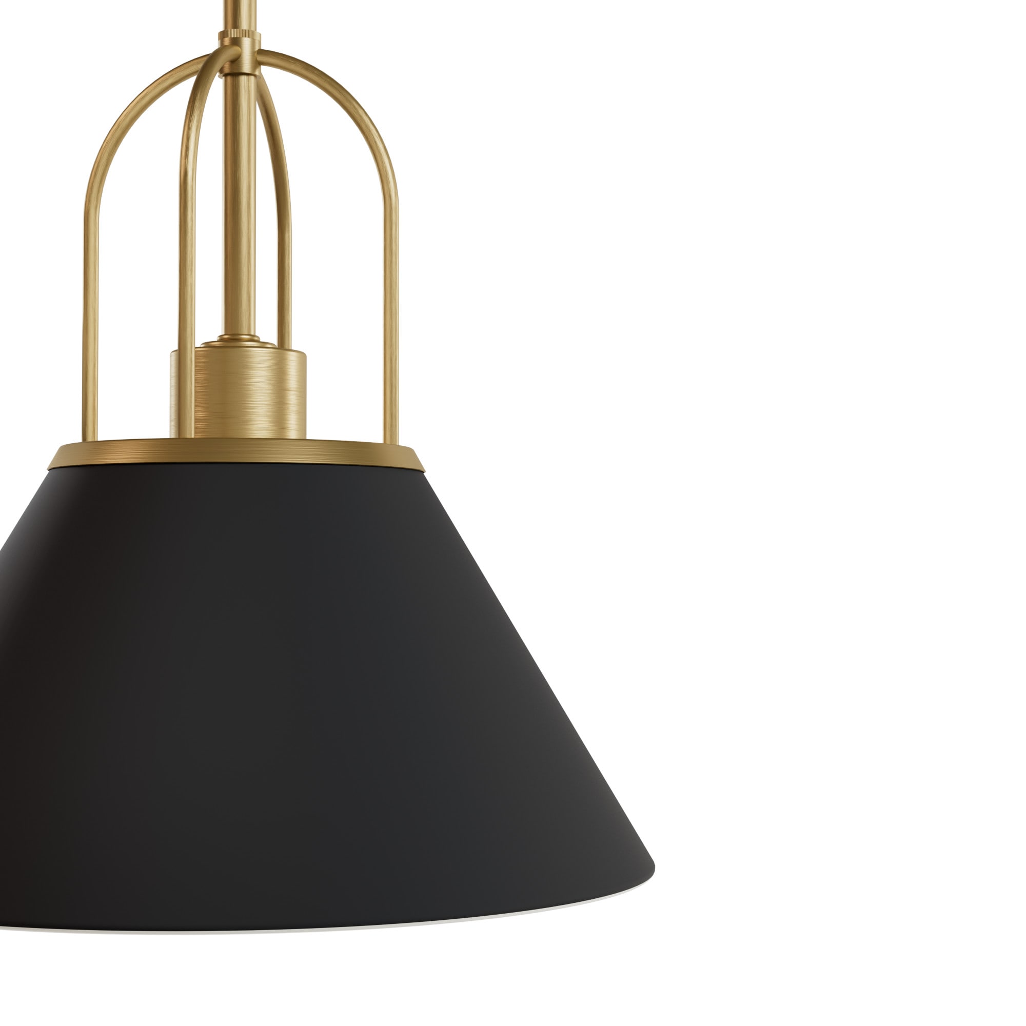 12" Matte Black and Gold Cone Pendant Light