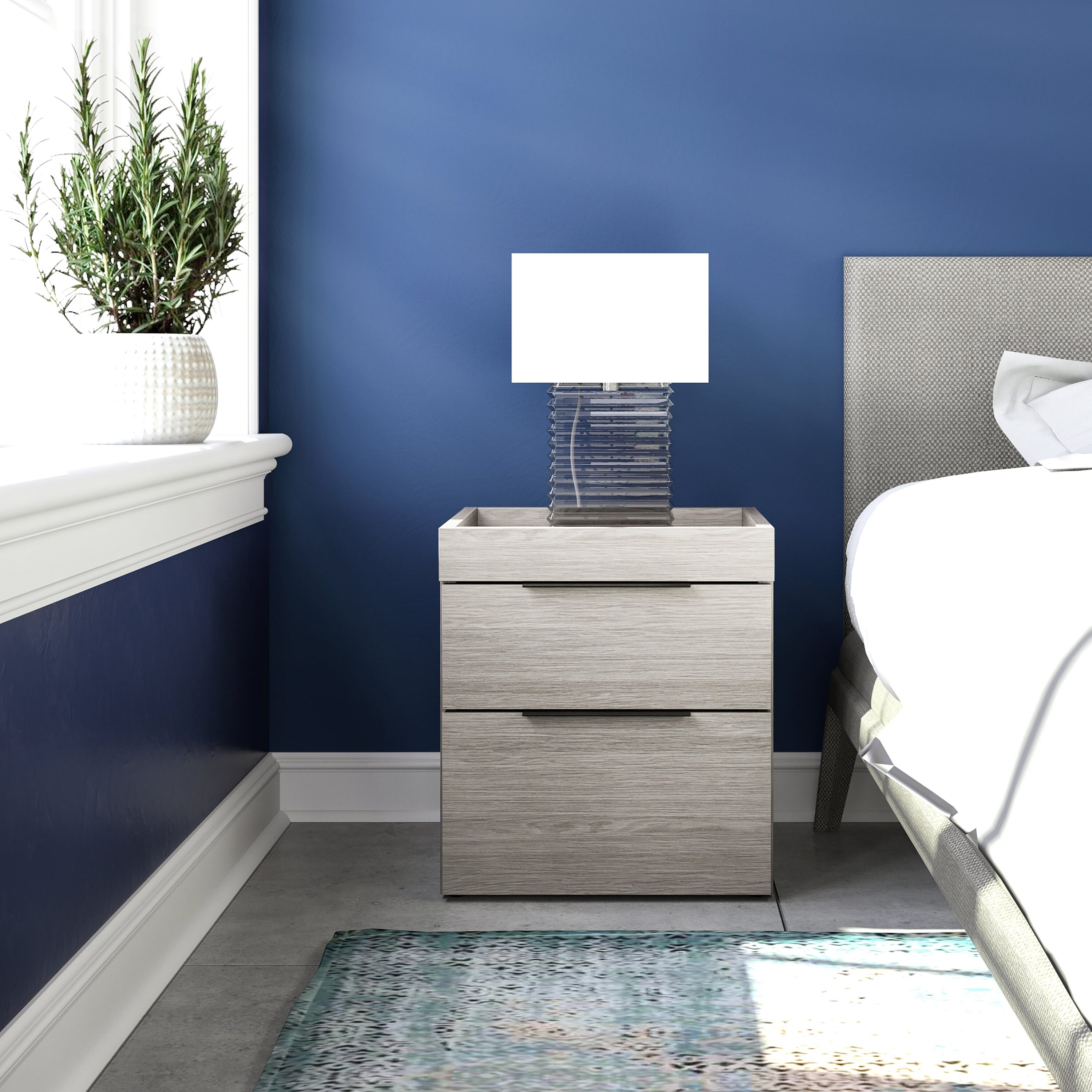 Boyd Sleep CAGY154NS Capri Modern Two Drawer Nightstand- Low Profile Bedroom End Table