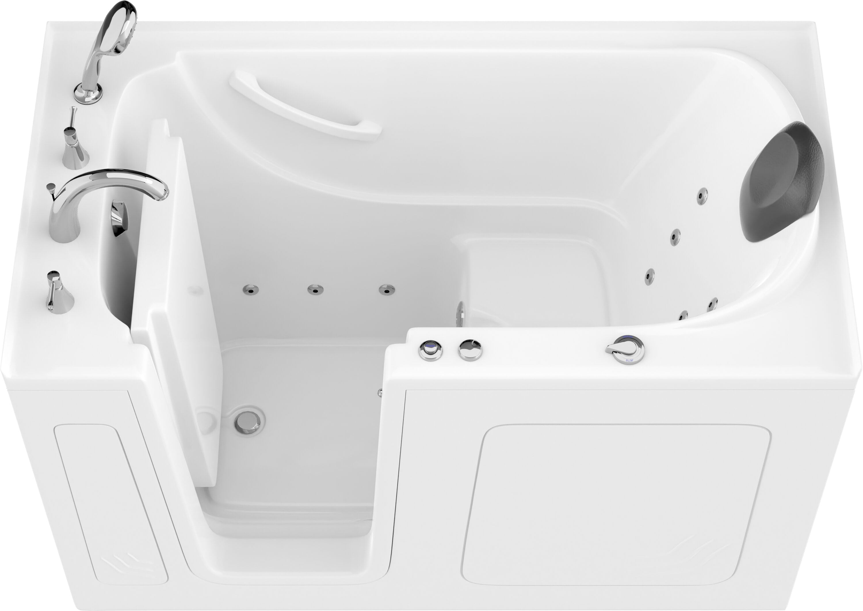 Endurance WTLSX Series 32-in x 59.63-in White Acrylic Rectangle Walk-in Whirlpool Tub with Faucet Hand Shower with Drain ( Left Drain )