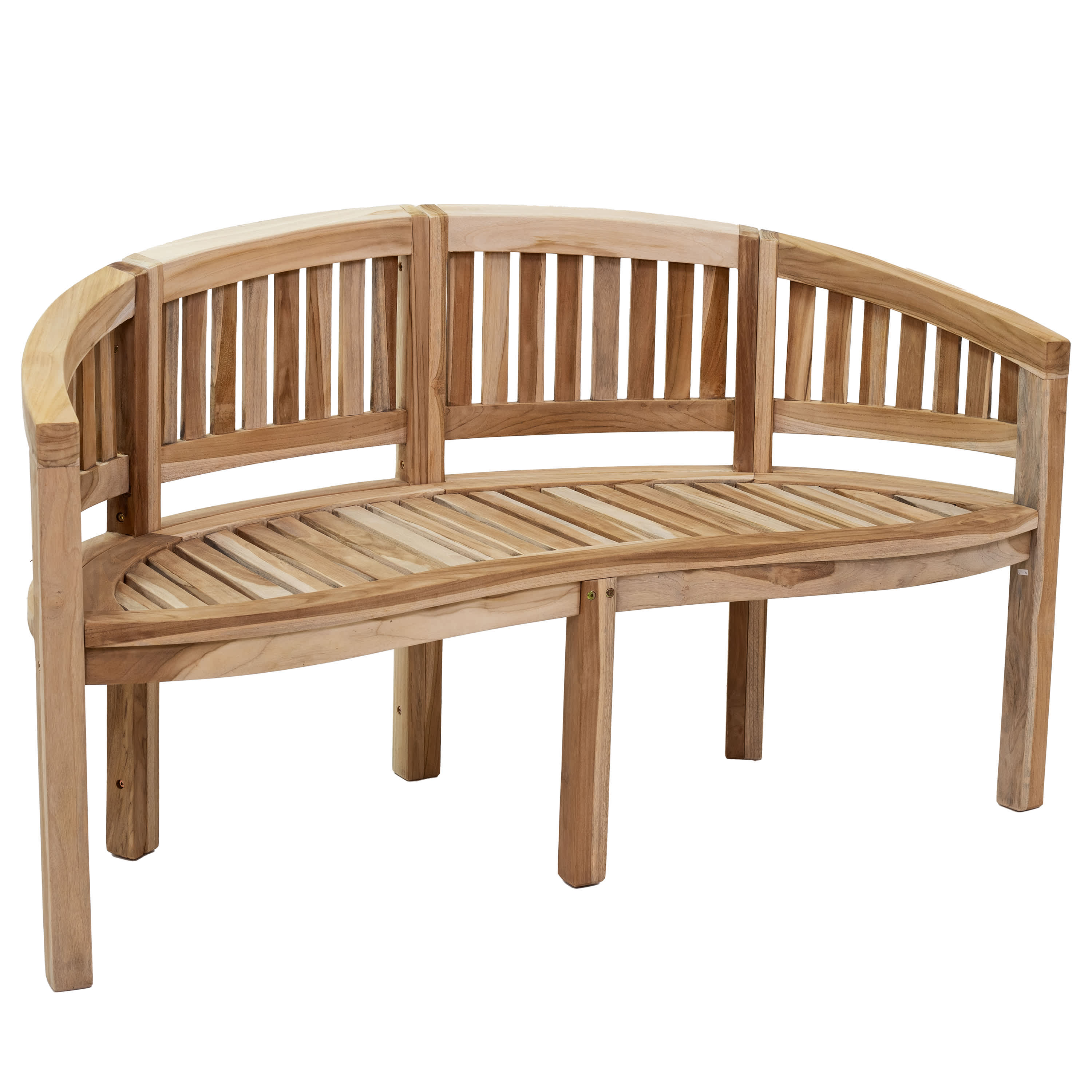 Sunnydaze Decor LAX-5191 Sunnydaze Outdoor Garden Bench for Patio - Curved Teak Wood Banana Bench with Backrest - Front Porch or Balcony Seating -  59-in W
