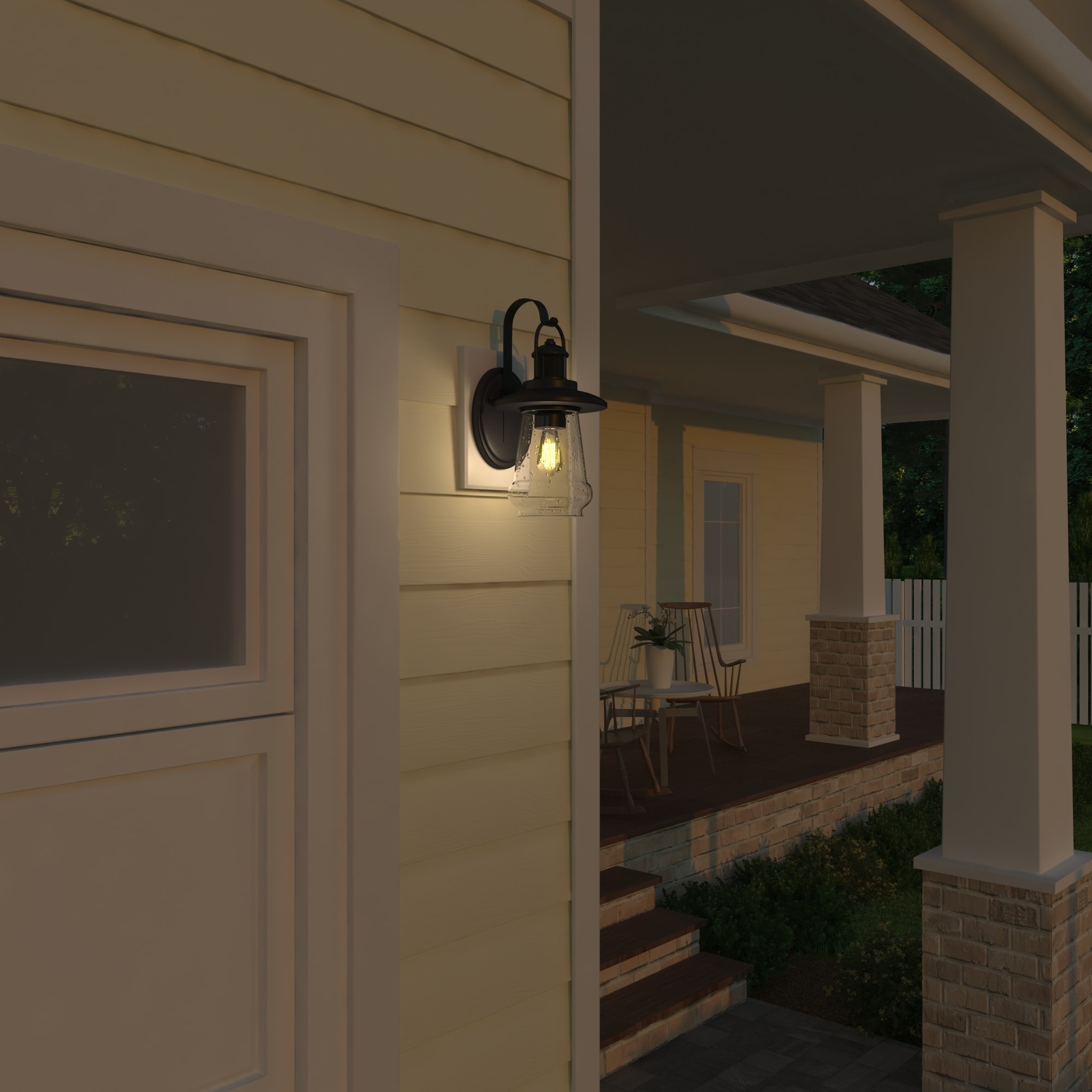 Bridgeport 14.75" Bronze Cylinder Outdoor Wall Light with Seeded Glass