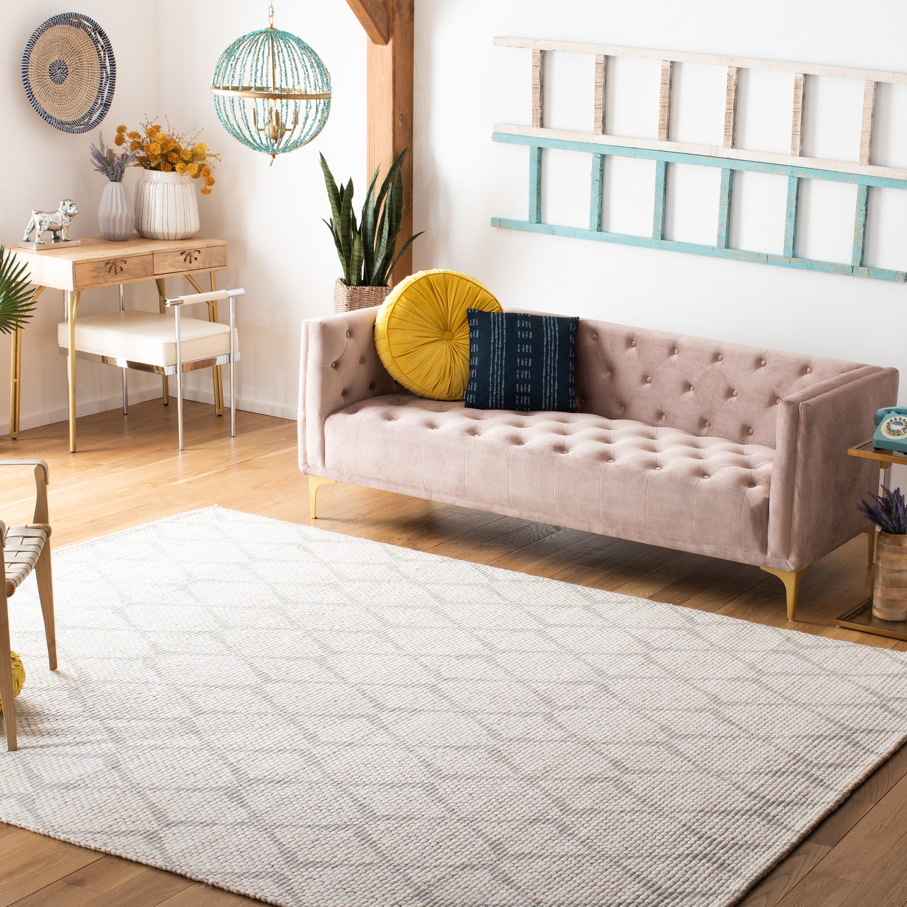 Ivory Flat Woven Reversible Wool and Synthetic 4' x 6' Rug