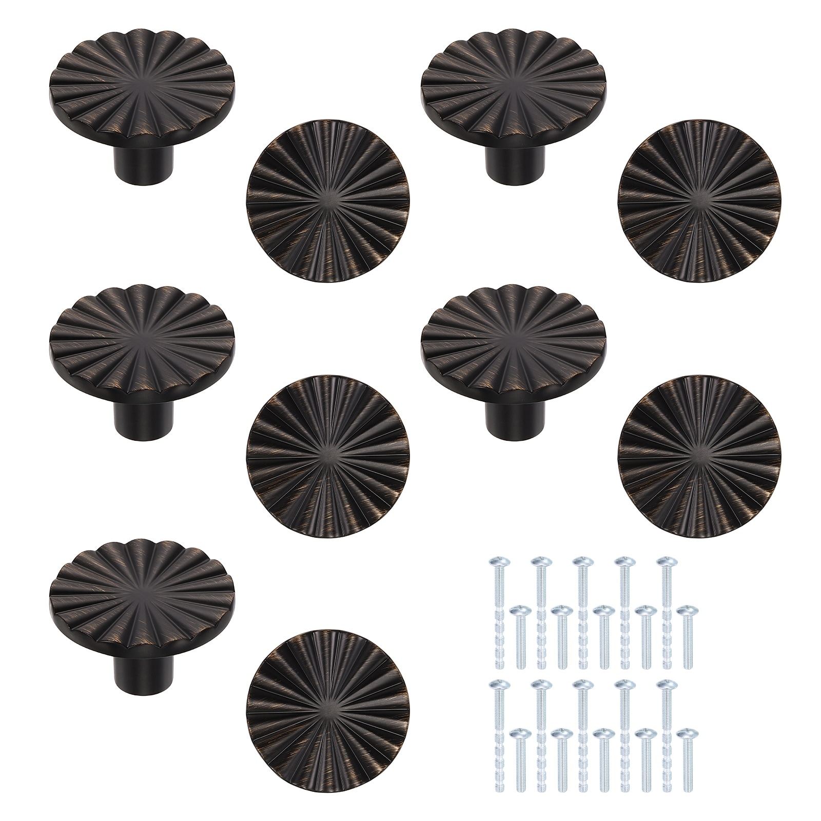 Unique Bargains - 10pcs Cabinet Knobs 1.46 Inch Dia Round Dresser Knob Zinc Alloy Vintage Drawer ...
