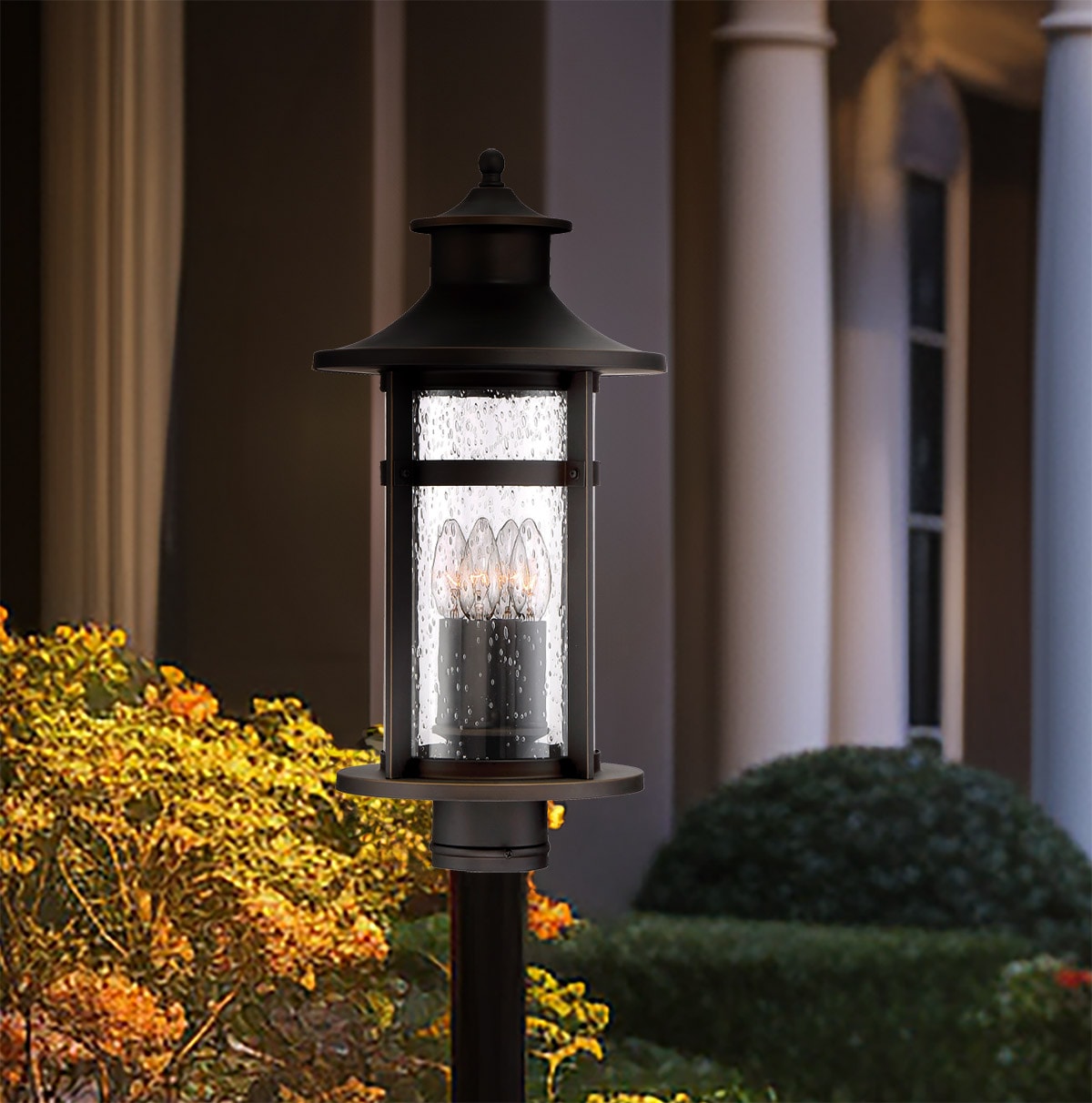 Minka Lavery 72556-143C Highland Ridge 20.25-Inches Oil Rubbed Bronze With Gold Highlights Traditional Outdoor Light post lantern