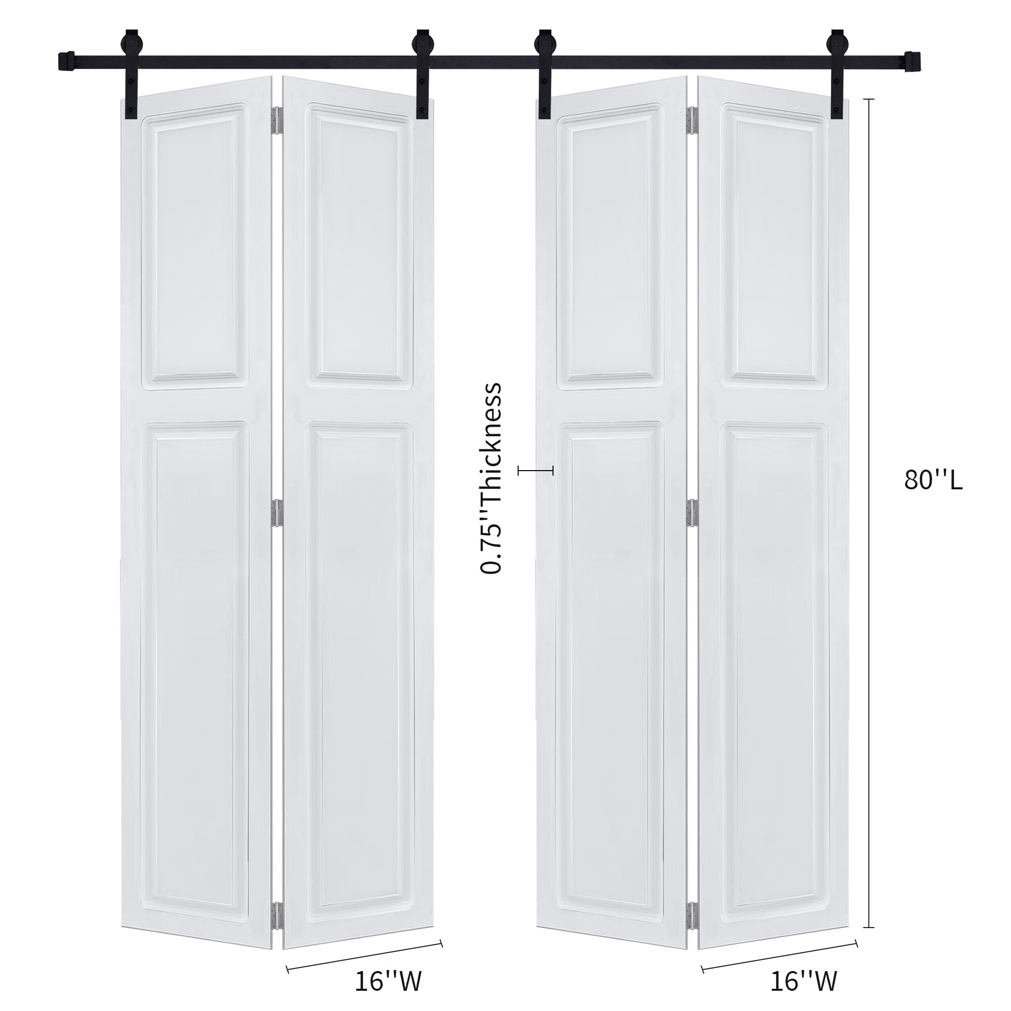 LOVMOR 32-in x 80-in Milk White 2-Panel Bi-Fold 3/4 inch Thick MDF