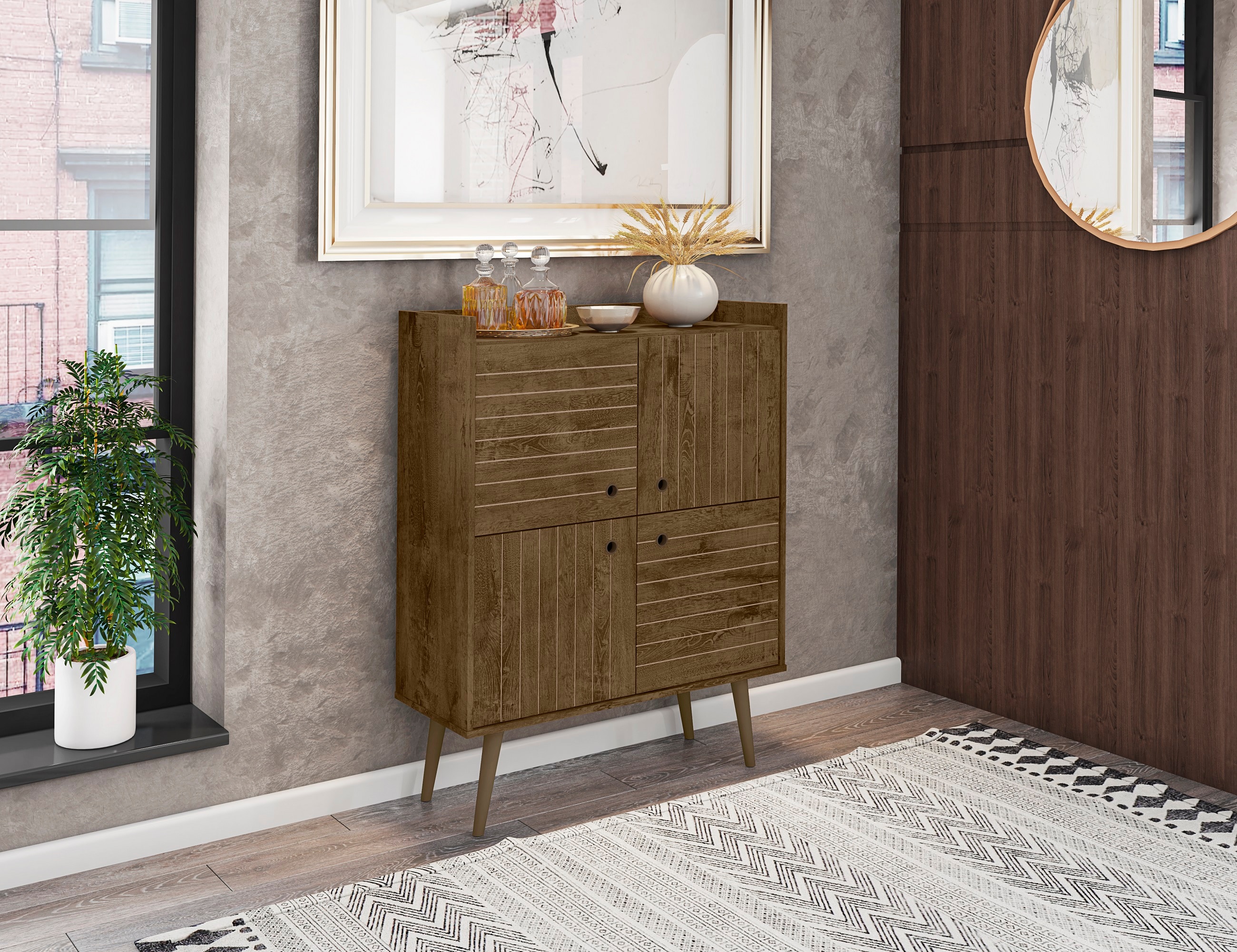 Manhattan Comfort 255BMC9 35.43-in W 2-Door Rustic Brown Accent Cabinet