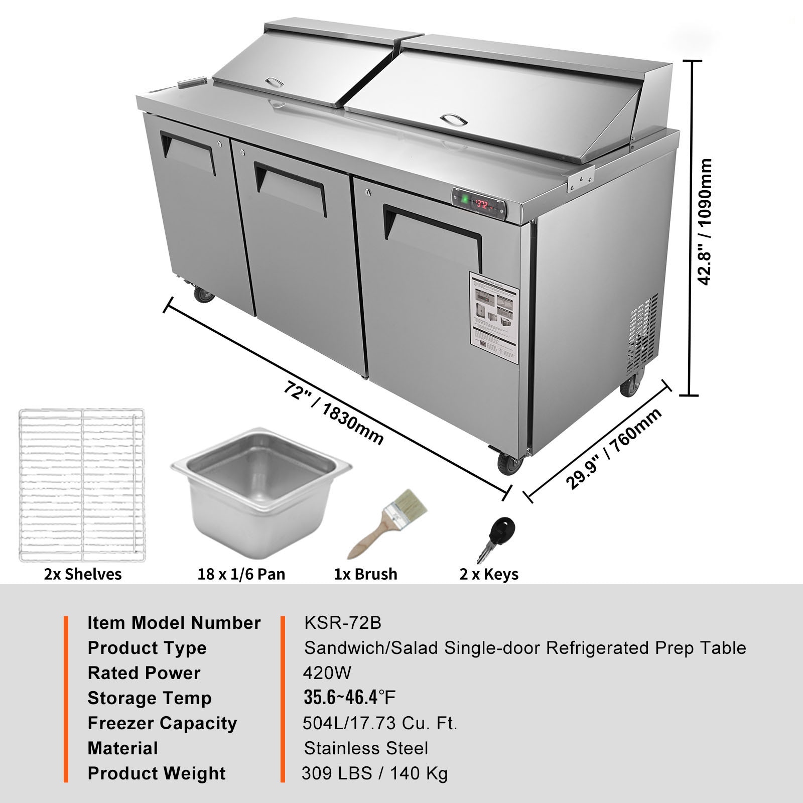 VEVOR 17.73-cu ft Commercial Refrigerator Glass-Door Freezerless (Sliver)  in the Commercial Refrigerators department at Lowes.com