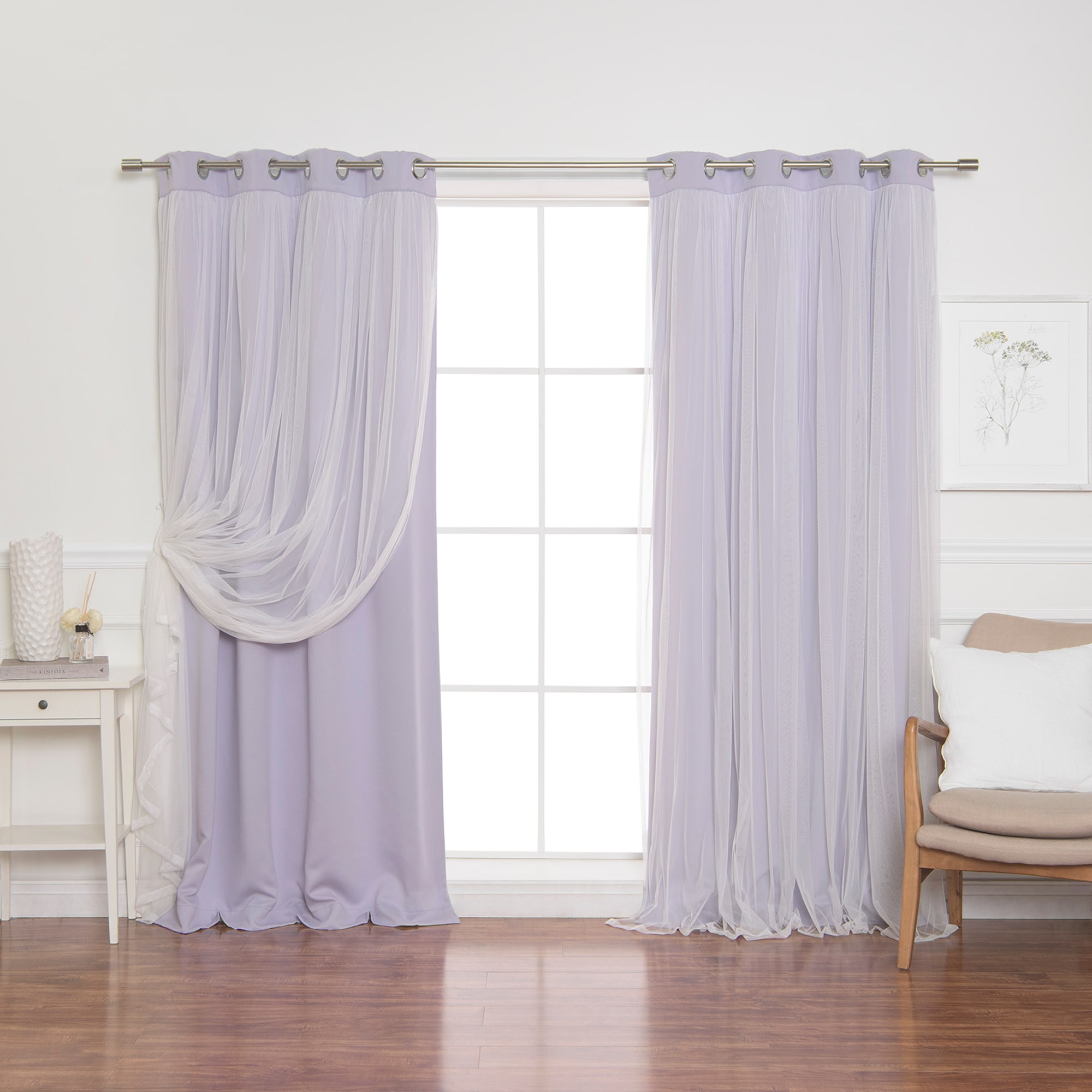 Best Home Fashion GR-MARRYME-108-LILAC 108-Inches Lilac Blackout Grommet Curtain panel pair
