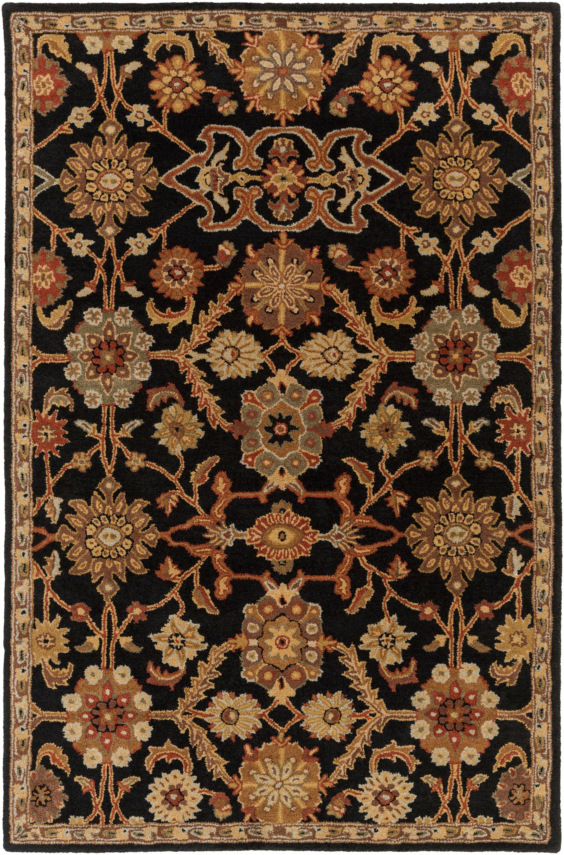 Livabliss AWMD2073-7696 Middleton 8 x 10 (ft) Tufted Wool Black Rectangular Indoor Medallion Oriental Area rug