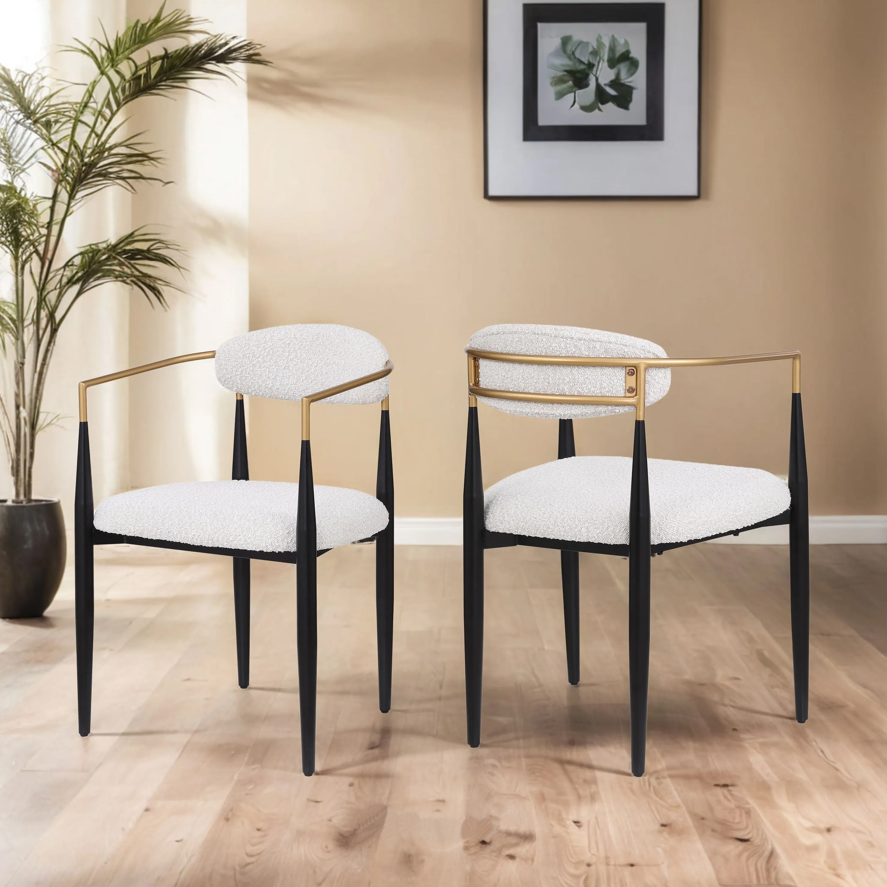 Christopher Knight Home 319471 Modern Industrial Elmore Upholstered Dining Chairs  Set of 2  with Iron Frame