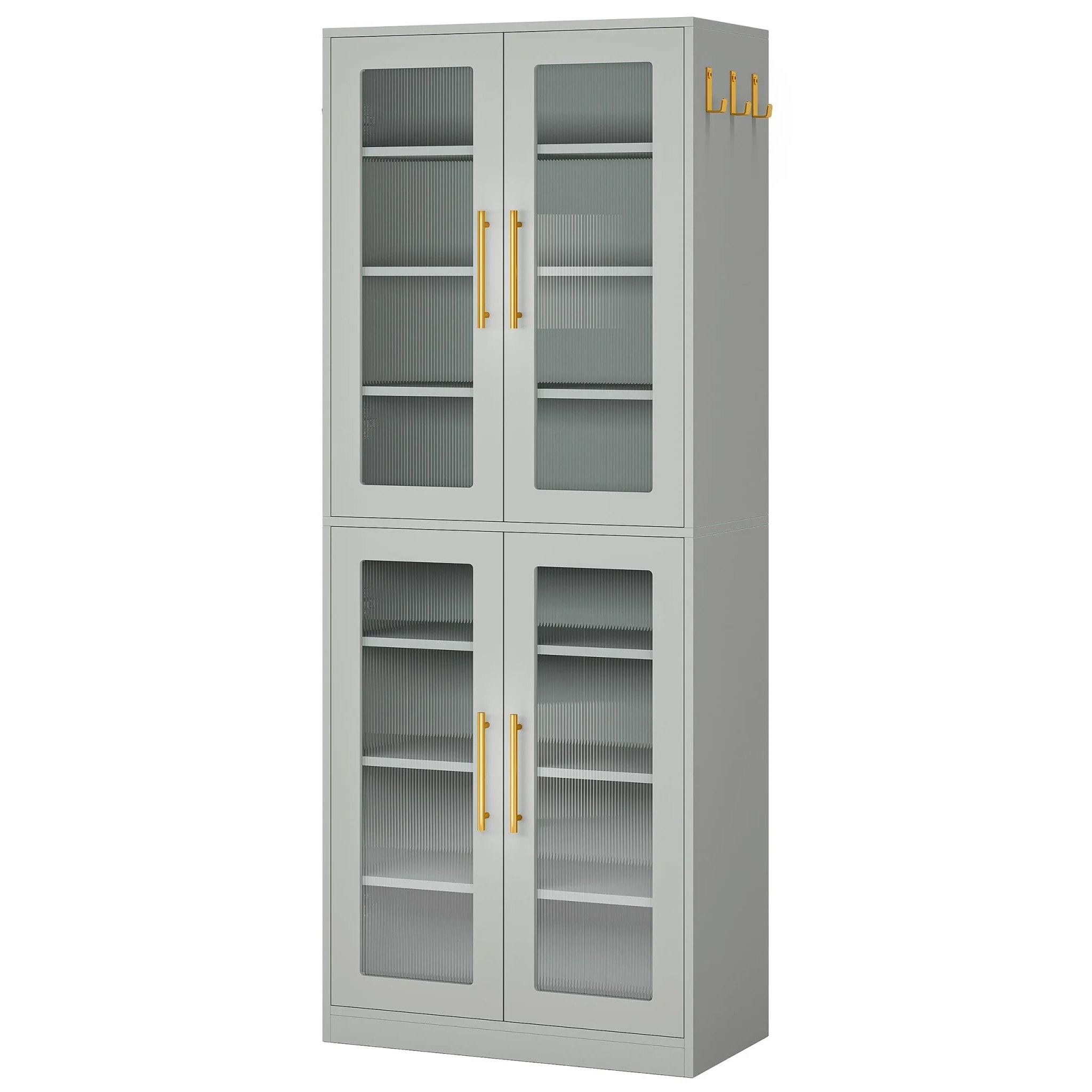 Slickblue 66.93 in H 8-Tier Approx 16-24 Pairs Engineered Wood Acrylic Door LED Shoe Storage Cabinet for Entryway Hallway Bedroom Multiple Color Options