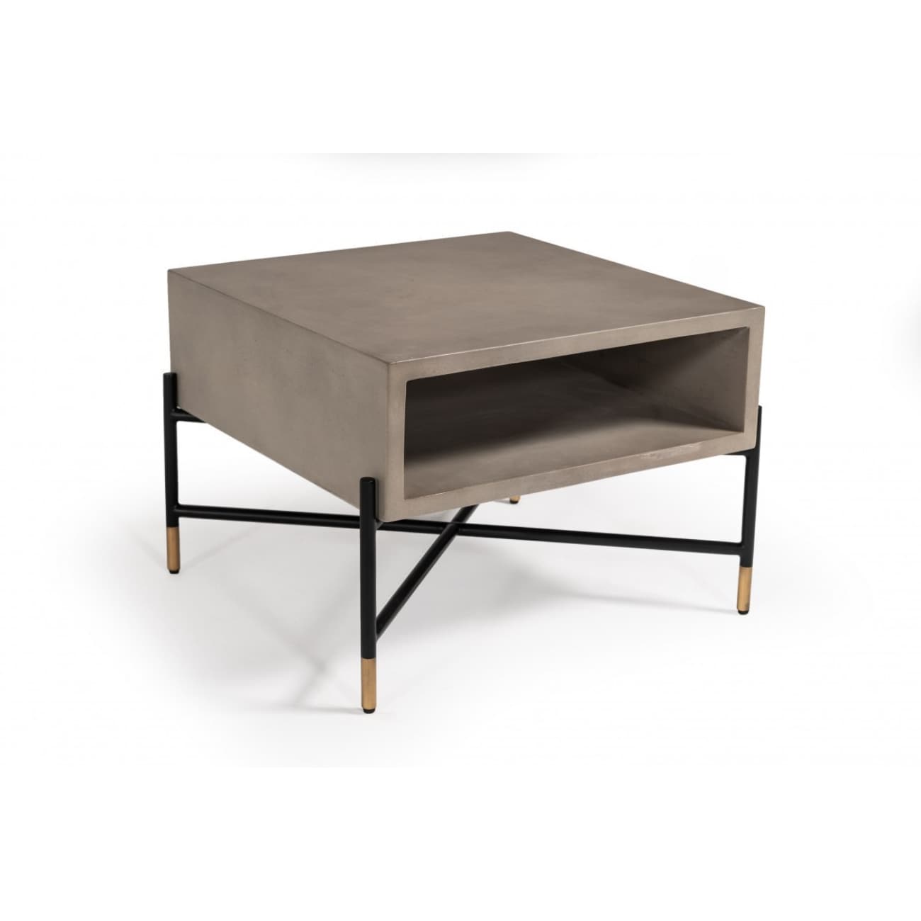 HomeRoots 4000472129 Grey, Black Concrete Modern Coffee Table with Storage