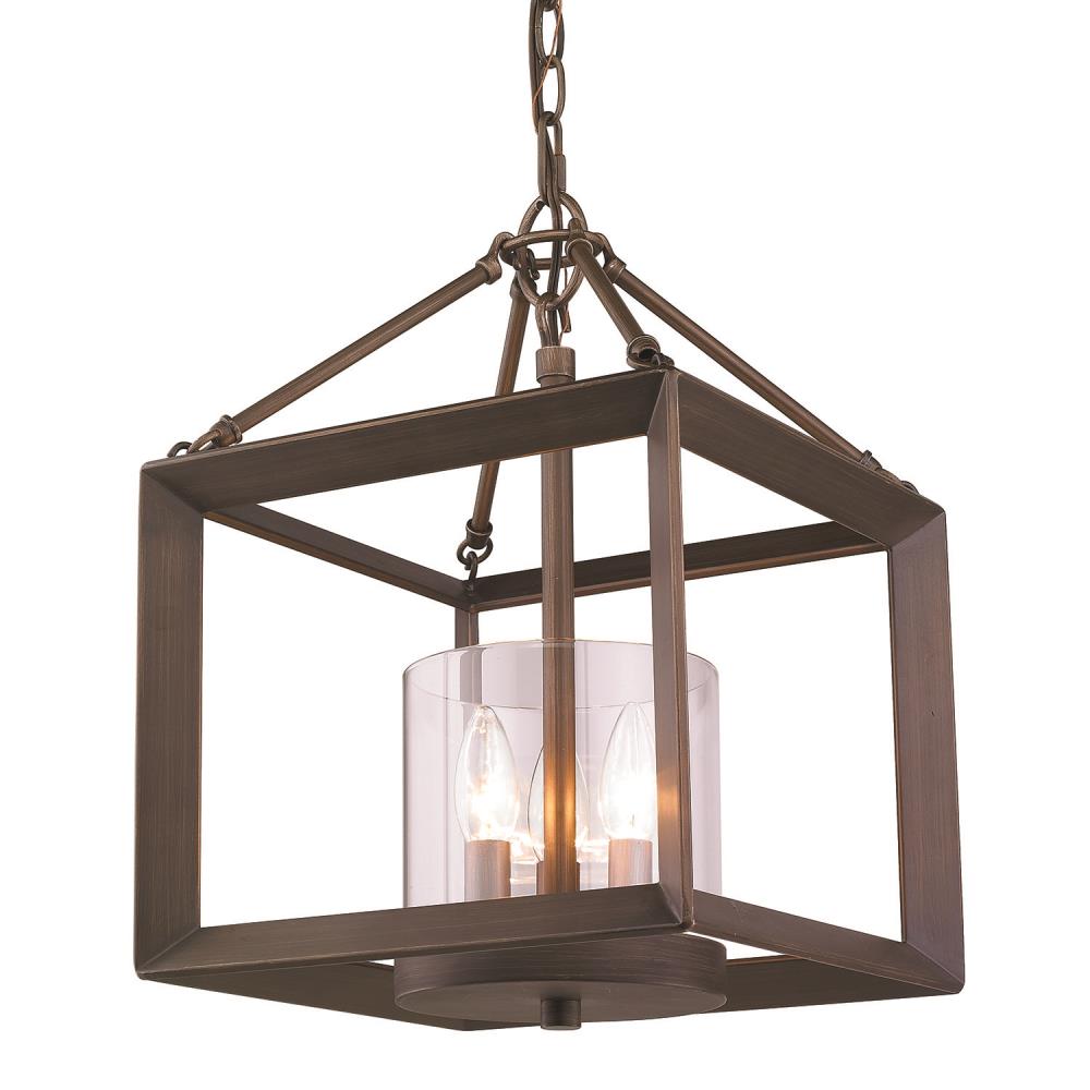 Golden Lighting 2073-M3 GMT Smyth 3 -Light Bronze Modern/contemporary Cage For Use in Bedrooms, Foyers, Kitchens, Living Rooms Chandelier