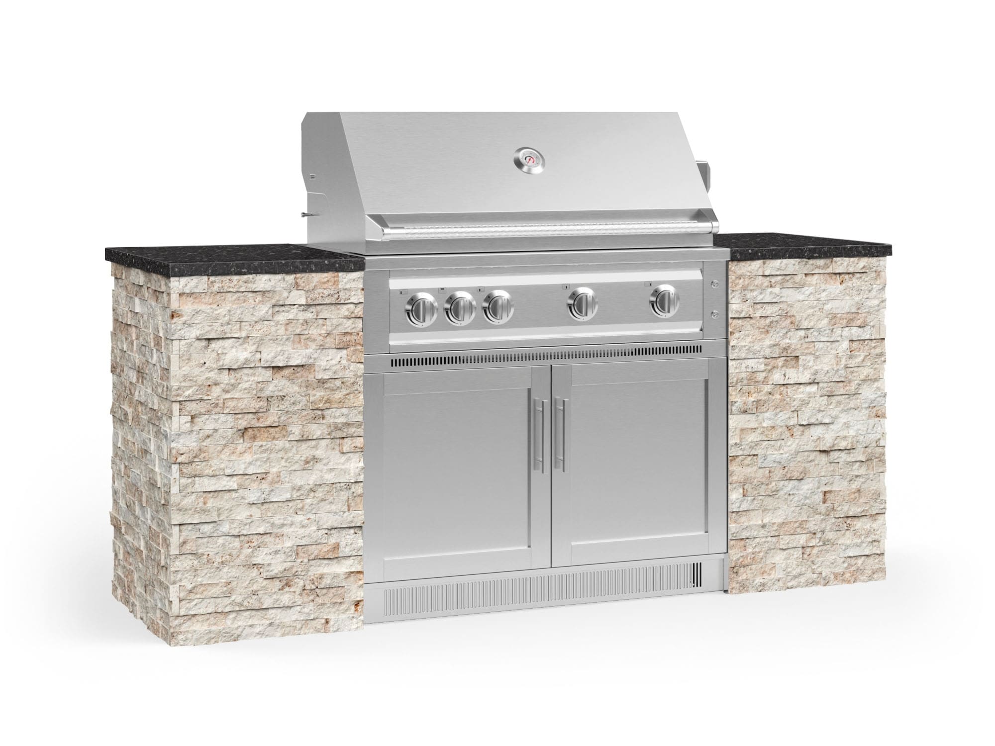NewAge Products 68588 Signature Series Cabinets Platinum Grill 6 -Piece 79.16-in W x 25.5-in D x 51-in H Modular Outdoor Kitchen Set 5 Burners