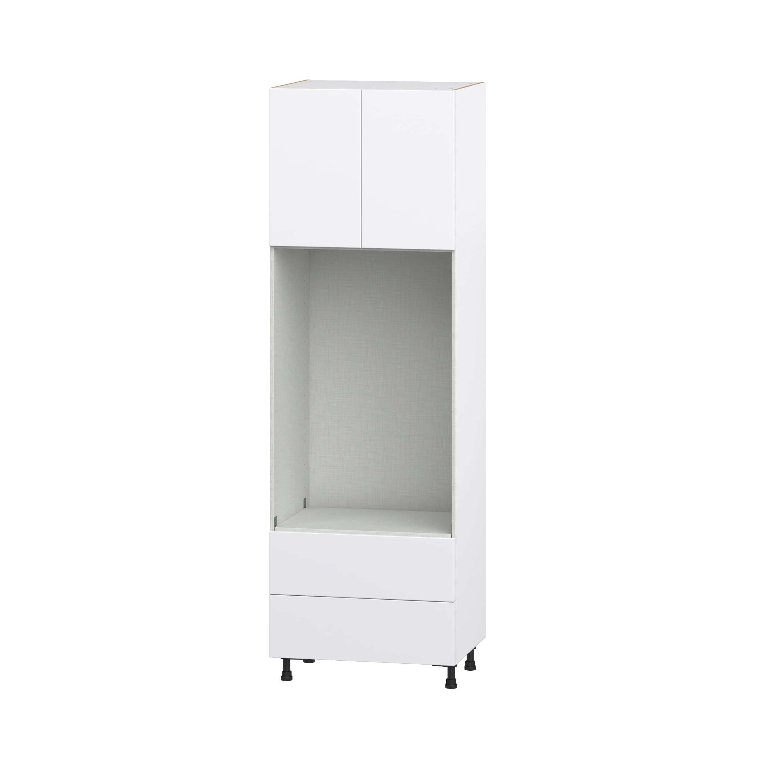 Hugo&Borg DSTMO2DA3094.5-LA Lasalle 30-in W x 94.5-in H x 24-in D Bright White Slab 2 -Drawers Microwave Pantry Fully assembled Cabinet (Flat Panel Slab)