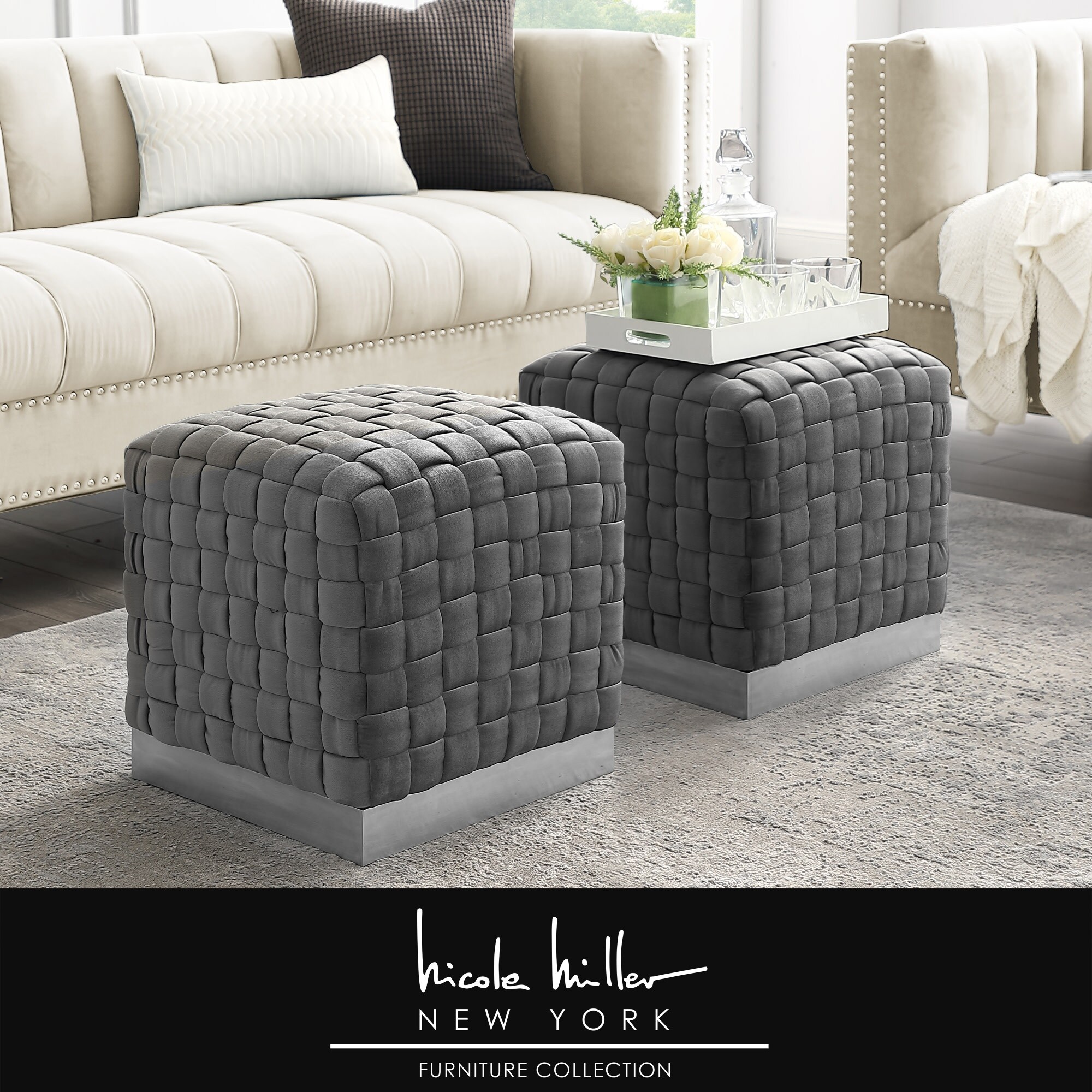 Nicole Miller NON129-02GR-LS Indoor-Ottomans - View #2