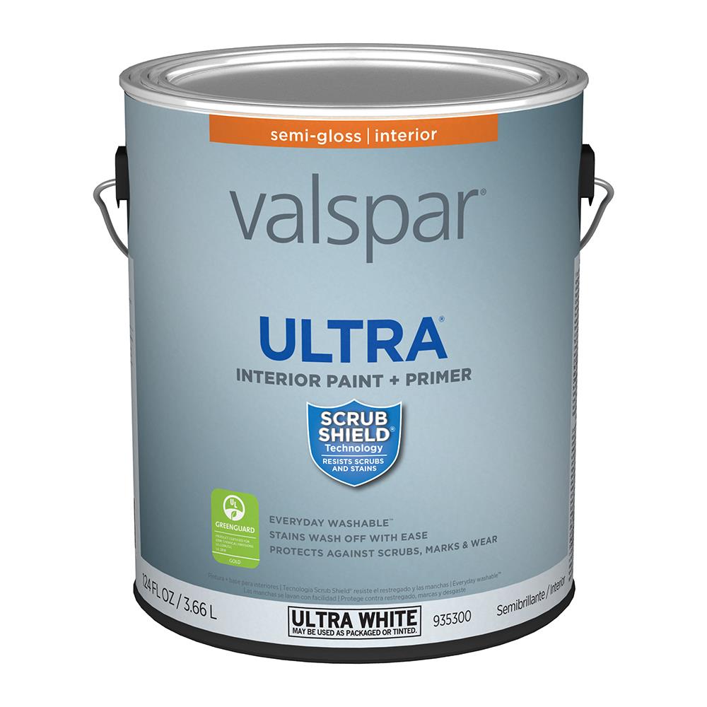 Valspar Semi-gloss Ultra White Tintable Latex Interior Paint + Primer  (1-Gallon) in the Interior Paint department at